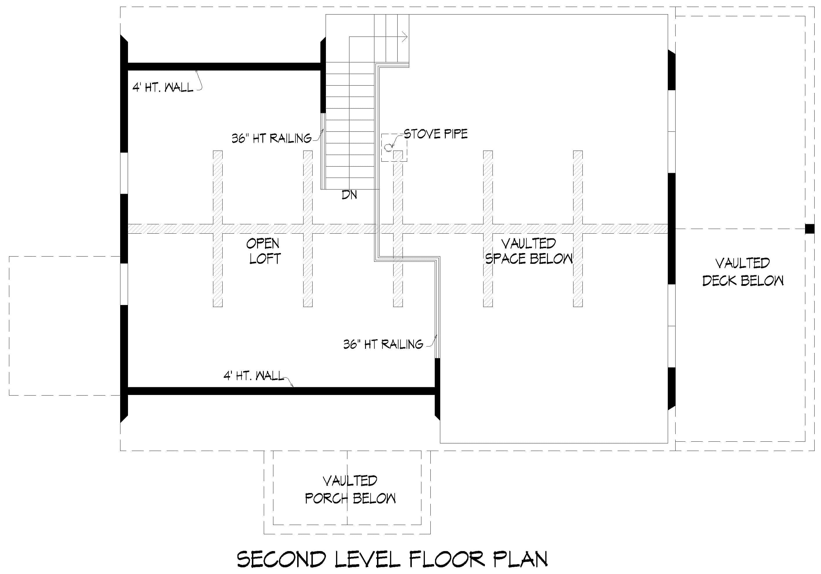 Upper Level of A Frame Plan #196-1985