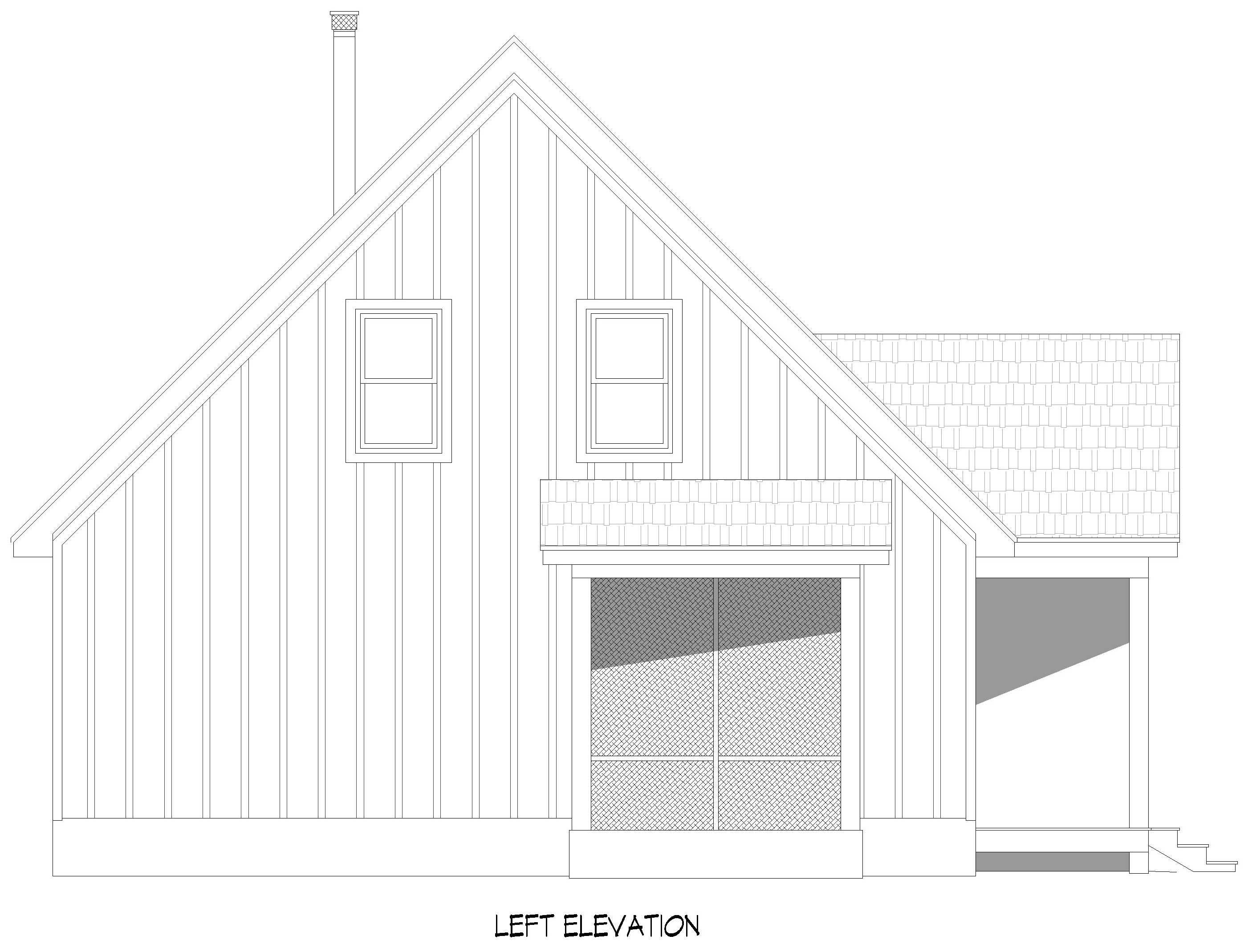 Home Plan Left Elevation of this 1-Bedroom,1757 Sq Ft Plan -196-1985