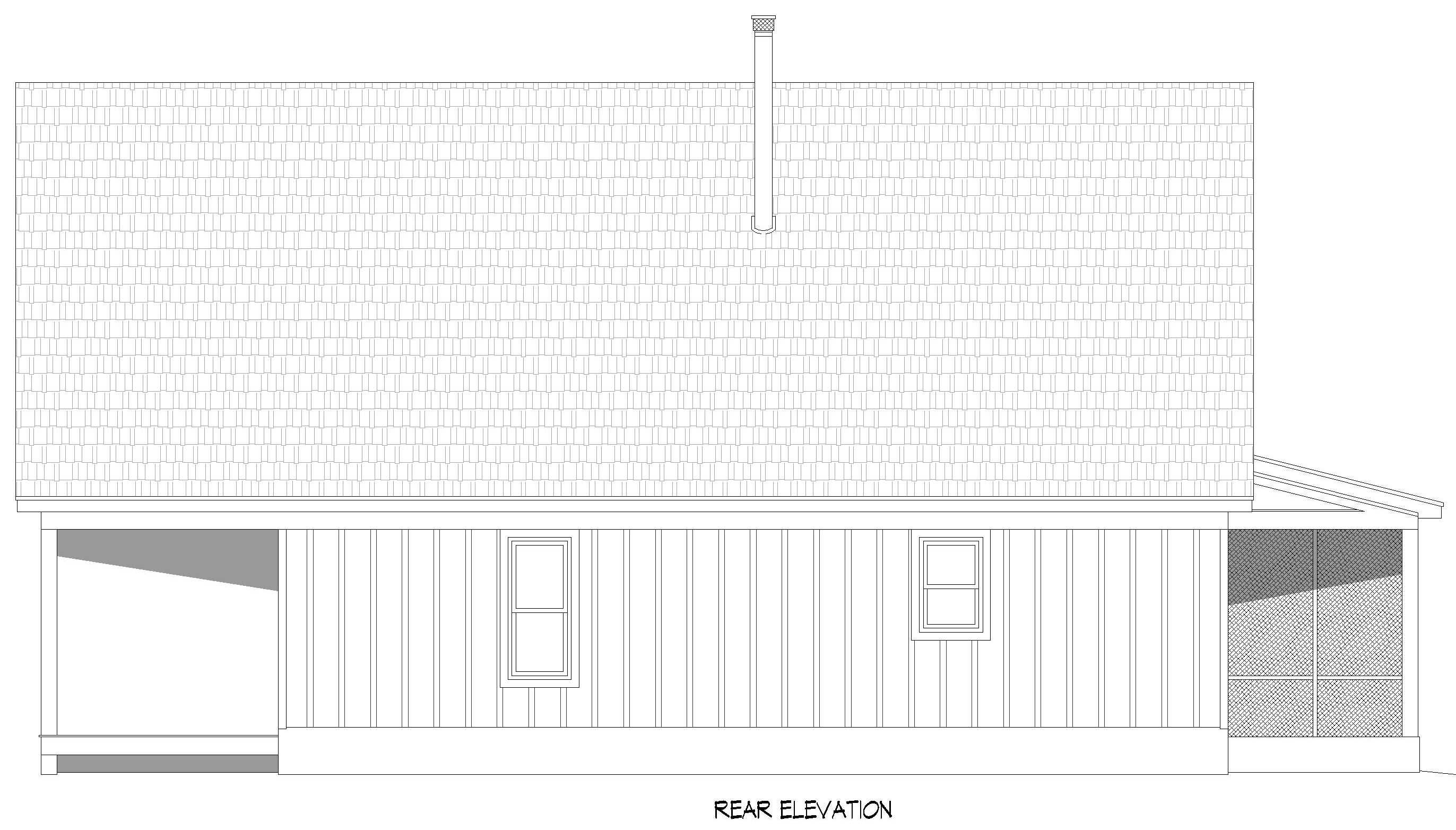 Home Plan Rear Elevation of this 1-Bedroom,1757 Sq Ft Plan -196-1985
