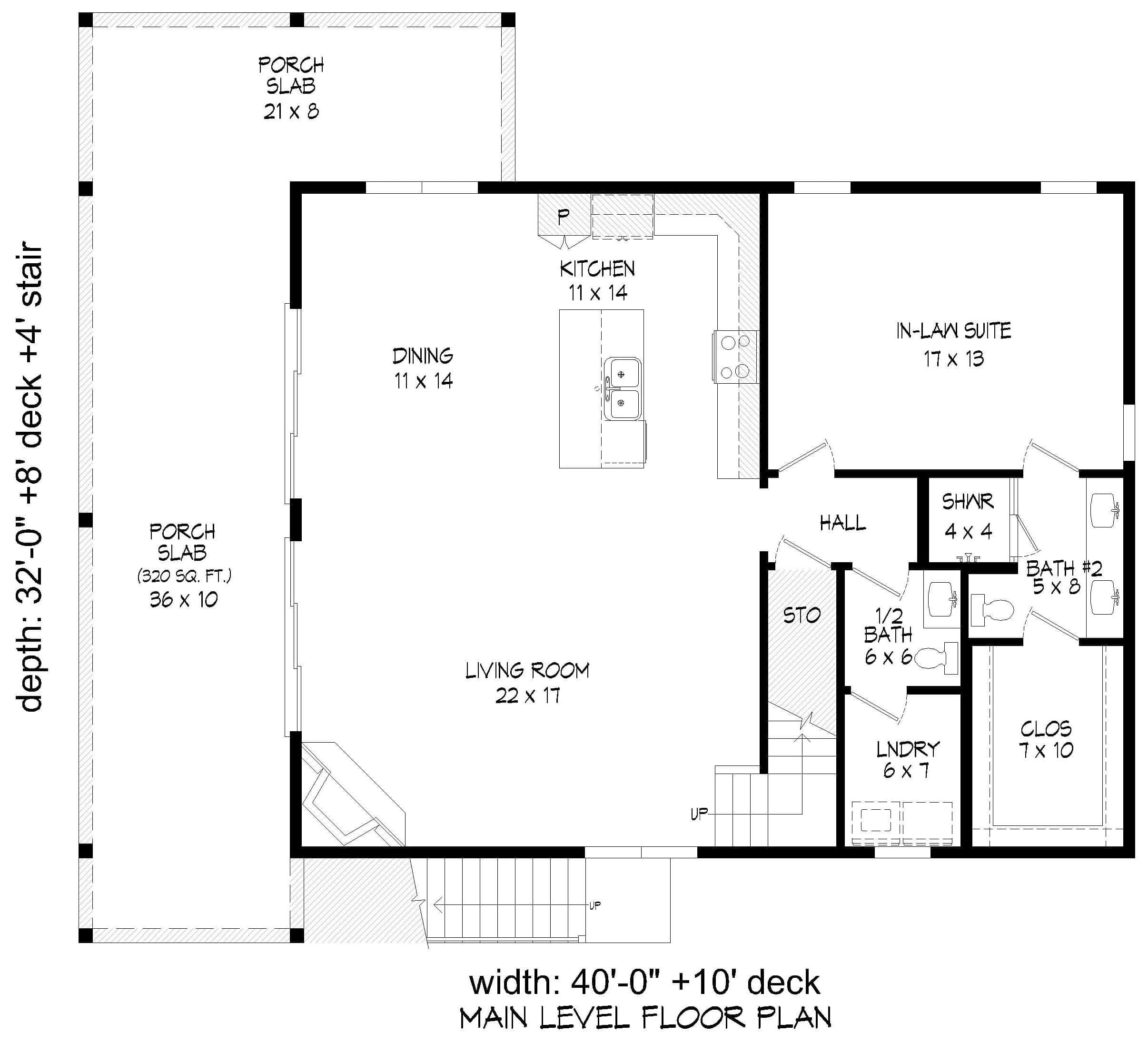 Main Level of A Frame Plan #196-1986