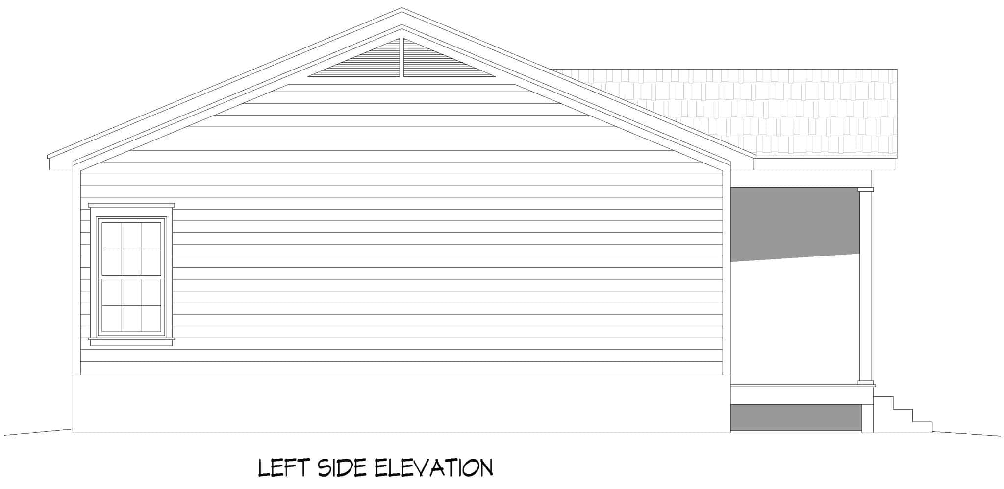 Home Plan Left Elevation of this 3-Bedroom,1288 Sq Ft Plan -196-1987