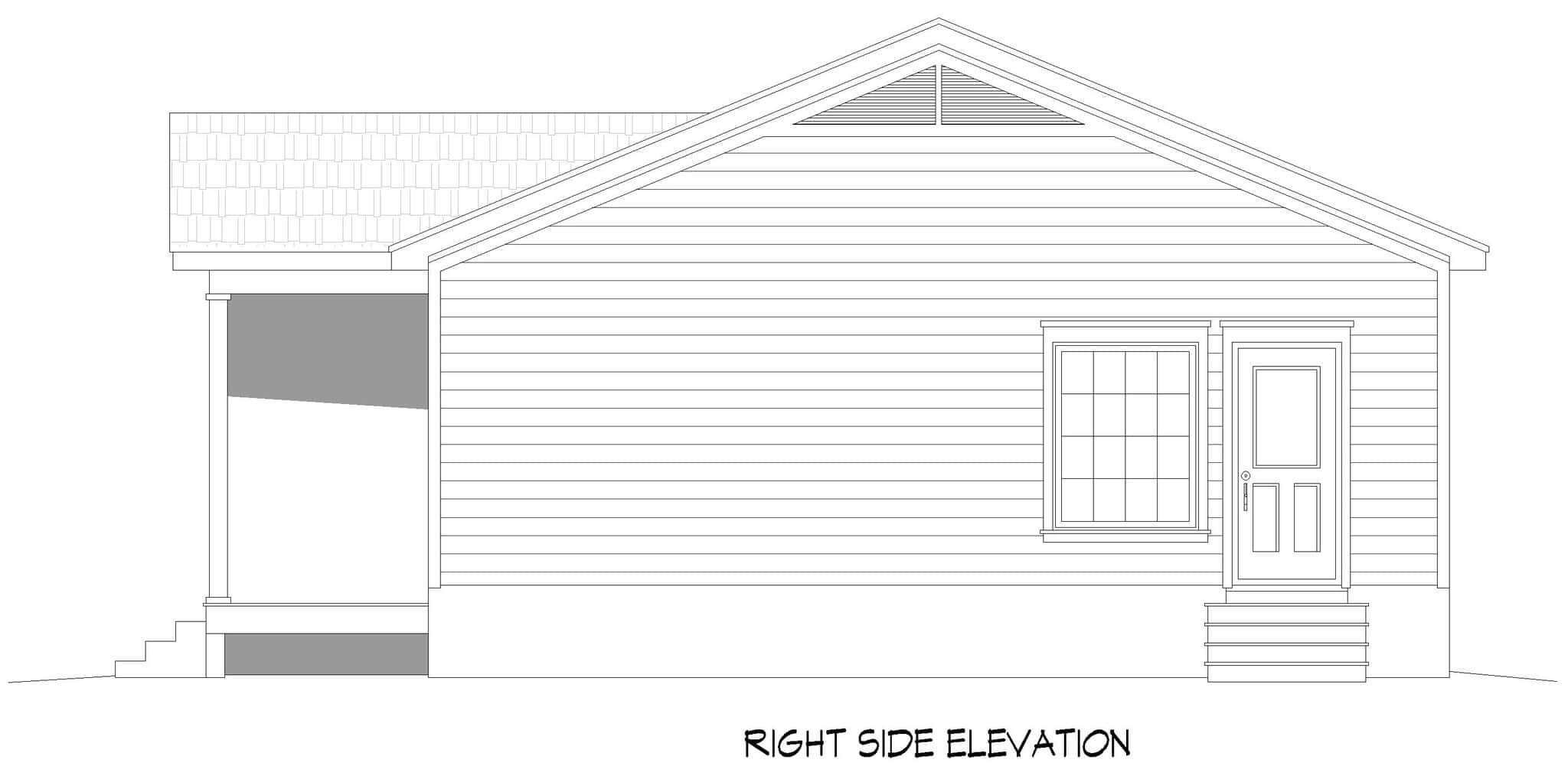 Home Plan Right Elevation of this 3-Bedroom,1288 Sq Ft Plan -196-1987