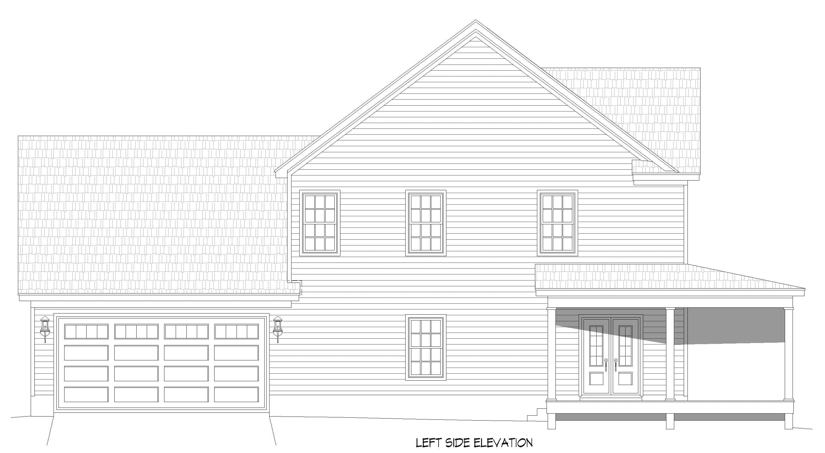 Home Plan Left Elevation of this 4-Bedroom,2772 Sq Ft Plan -196-1988