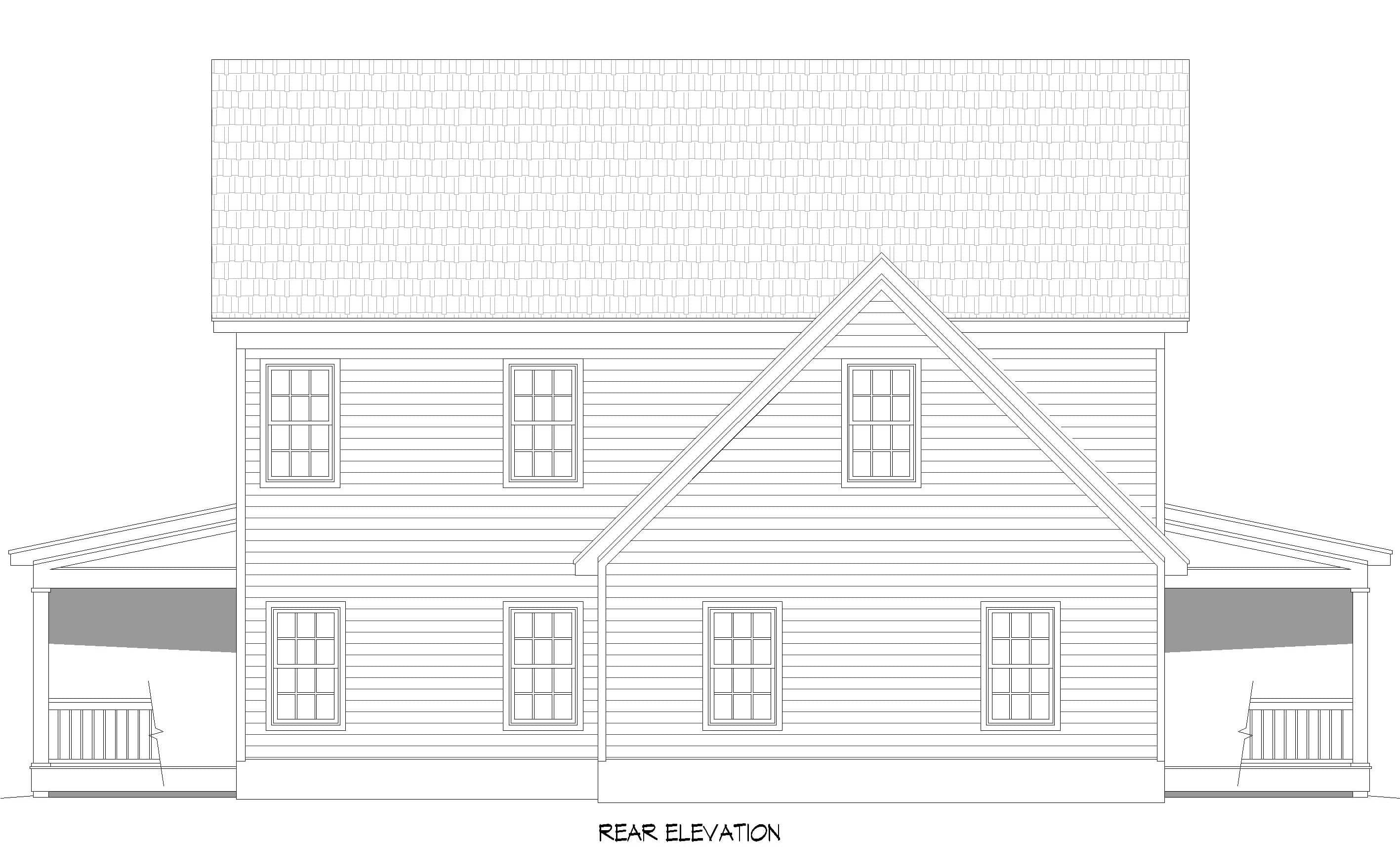 Home Plan Rear Elevation of this 4-Bedroom,2772 Sq Ft Plan -196-1988