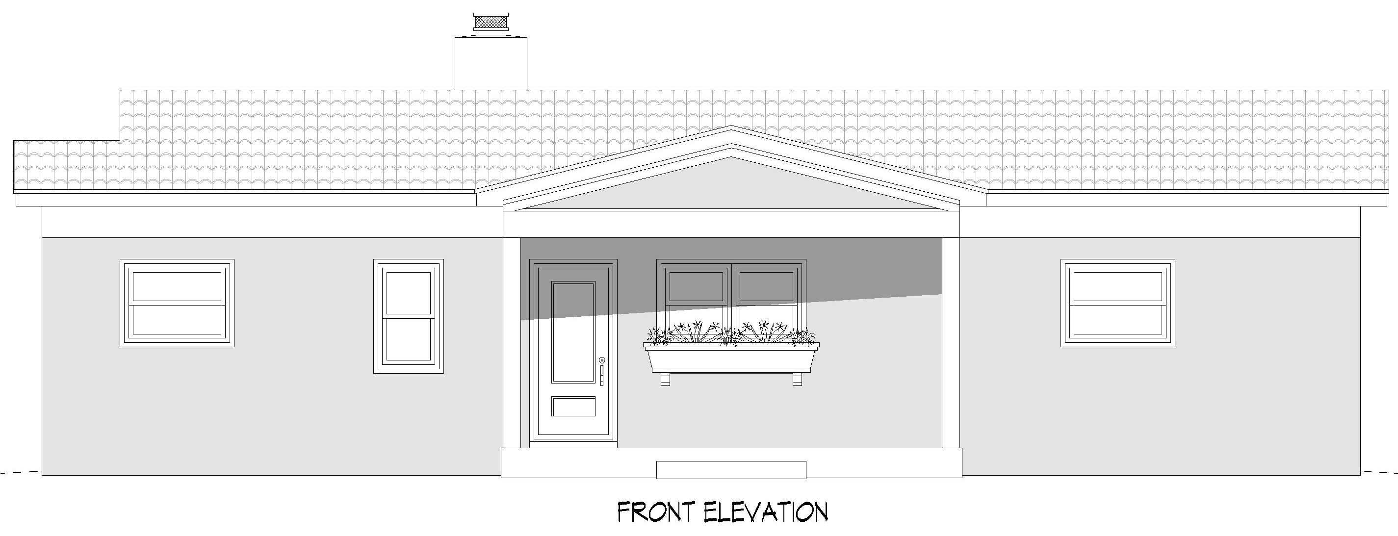 Home Plan Front Elevation of this 2-Bedroom,1392 Sq Ft Plan -196-1989