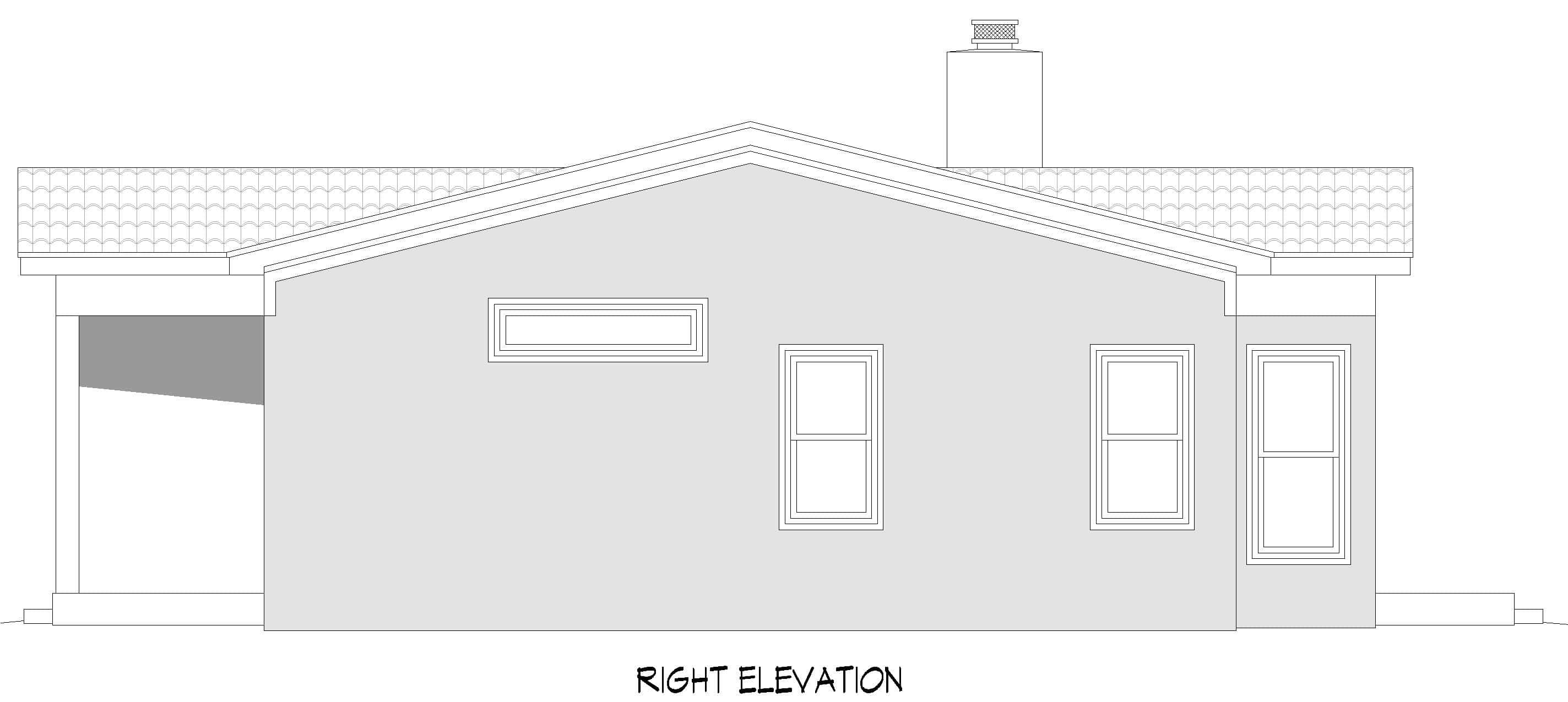 Home Plan Right Elevation of this 2-Bedroom,1392 Sq Ft Plan -196-1989