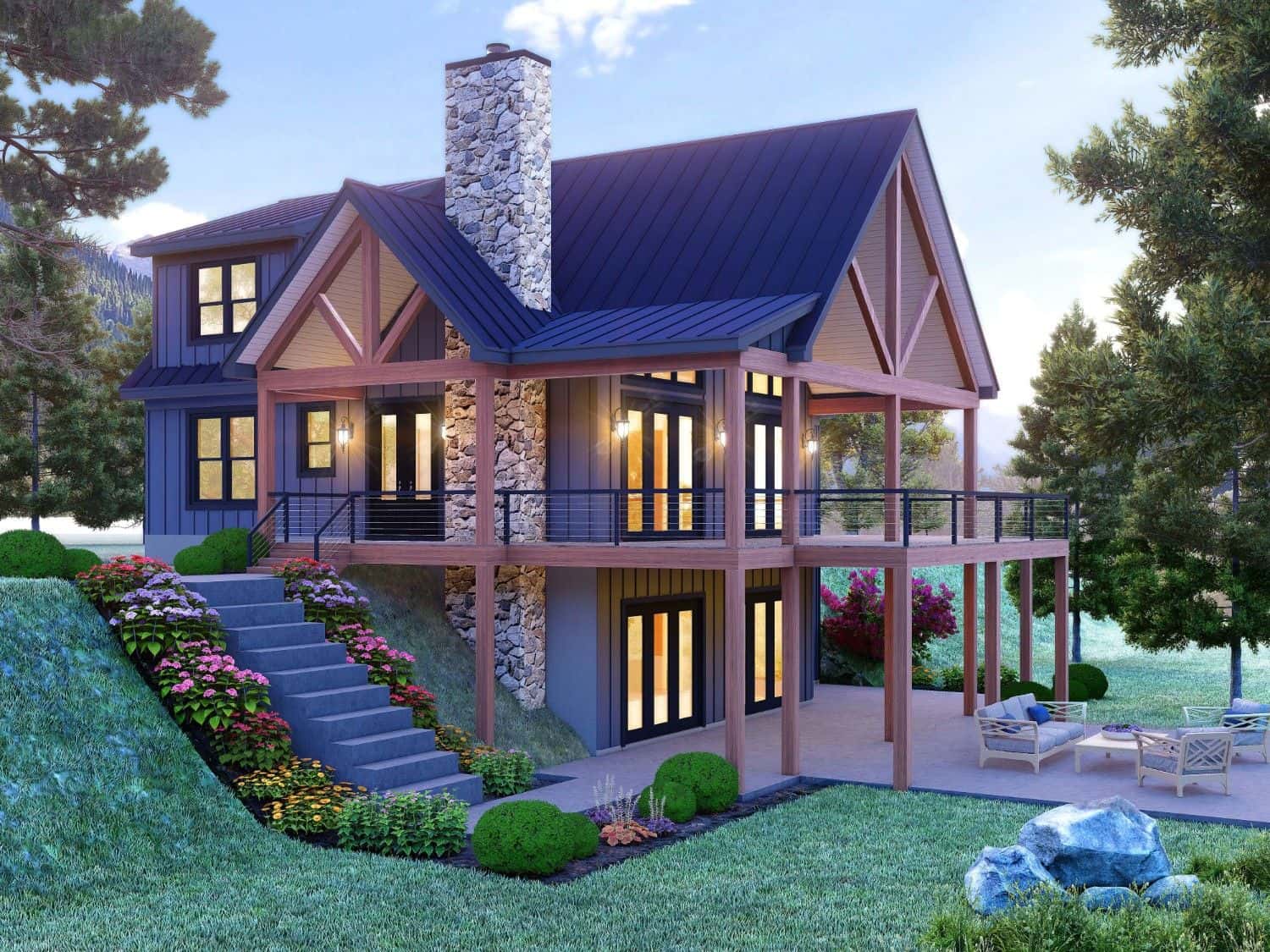 Front View of this 3-Bedroom,3482 Sq Ft Plan -196-1990