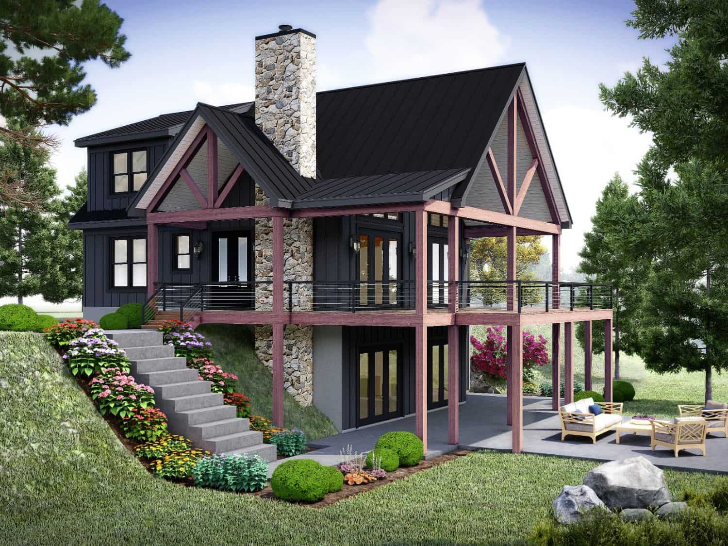 Front View of this 3-Bedroom,3482 Sq Ft Plan -196-1990