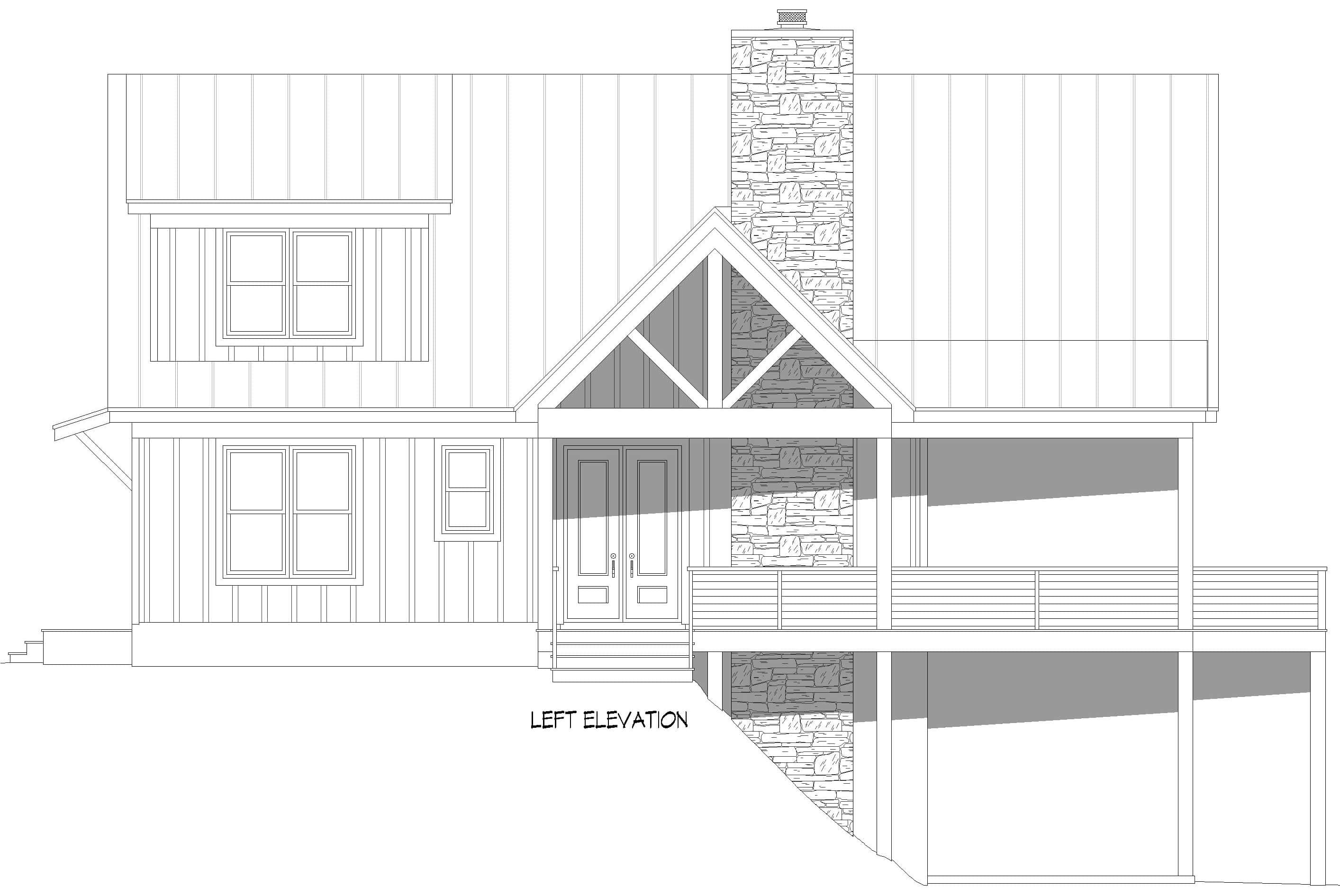 Home Plan Left Elevation of this 3-Bedroom,3482 Sq Ft Plan -196-1990