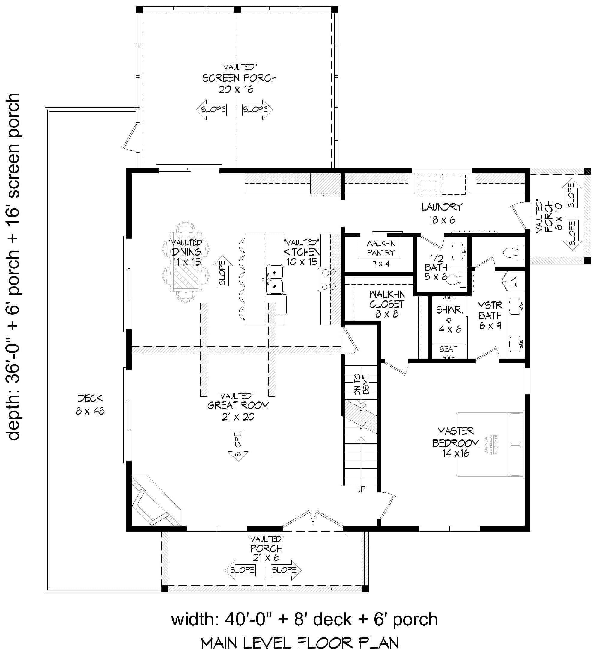 Main Level of A Frame Plan #196-1991