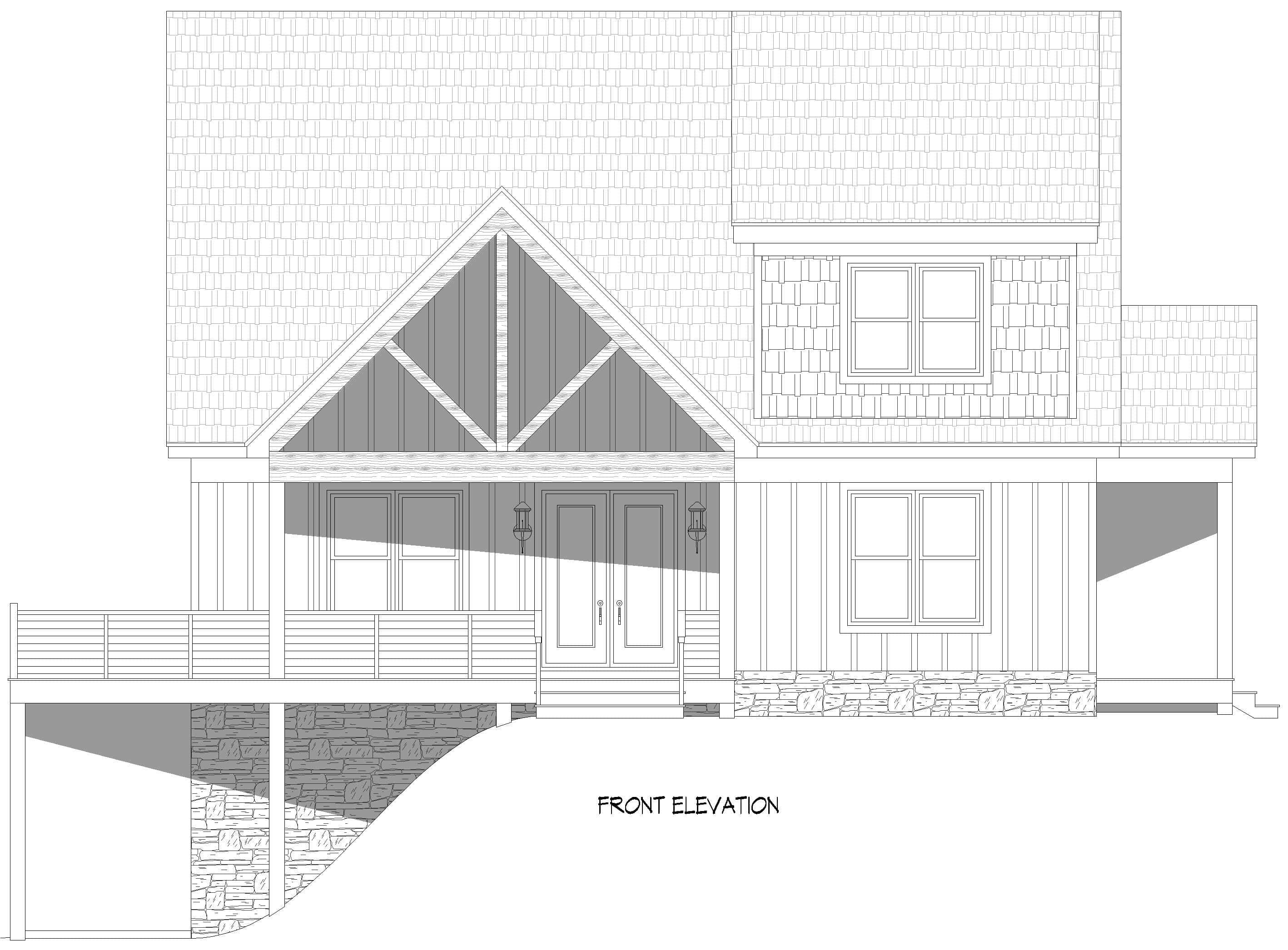 Home Plan Front Elevation of this 4-Bedroom,2043 Sq Ft Plan -196-1991