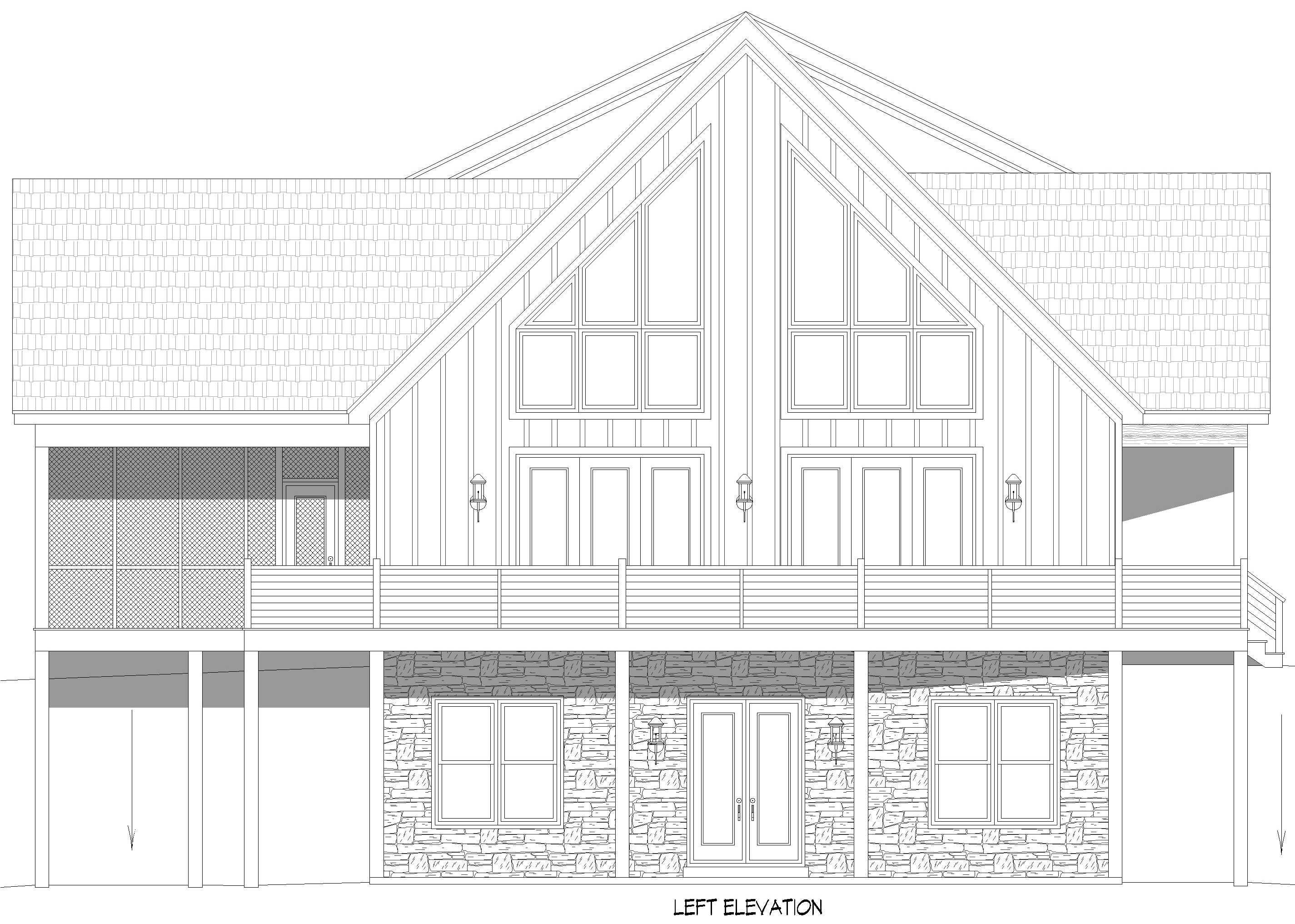 Home Plan Left Elevation of this 4-Bedroom,2043 Sq Ft Plan -196-1991