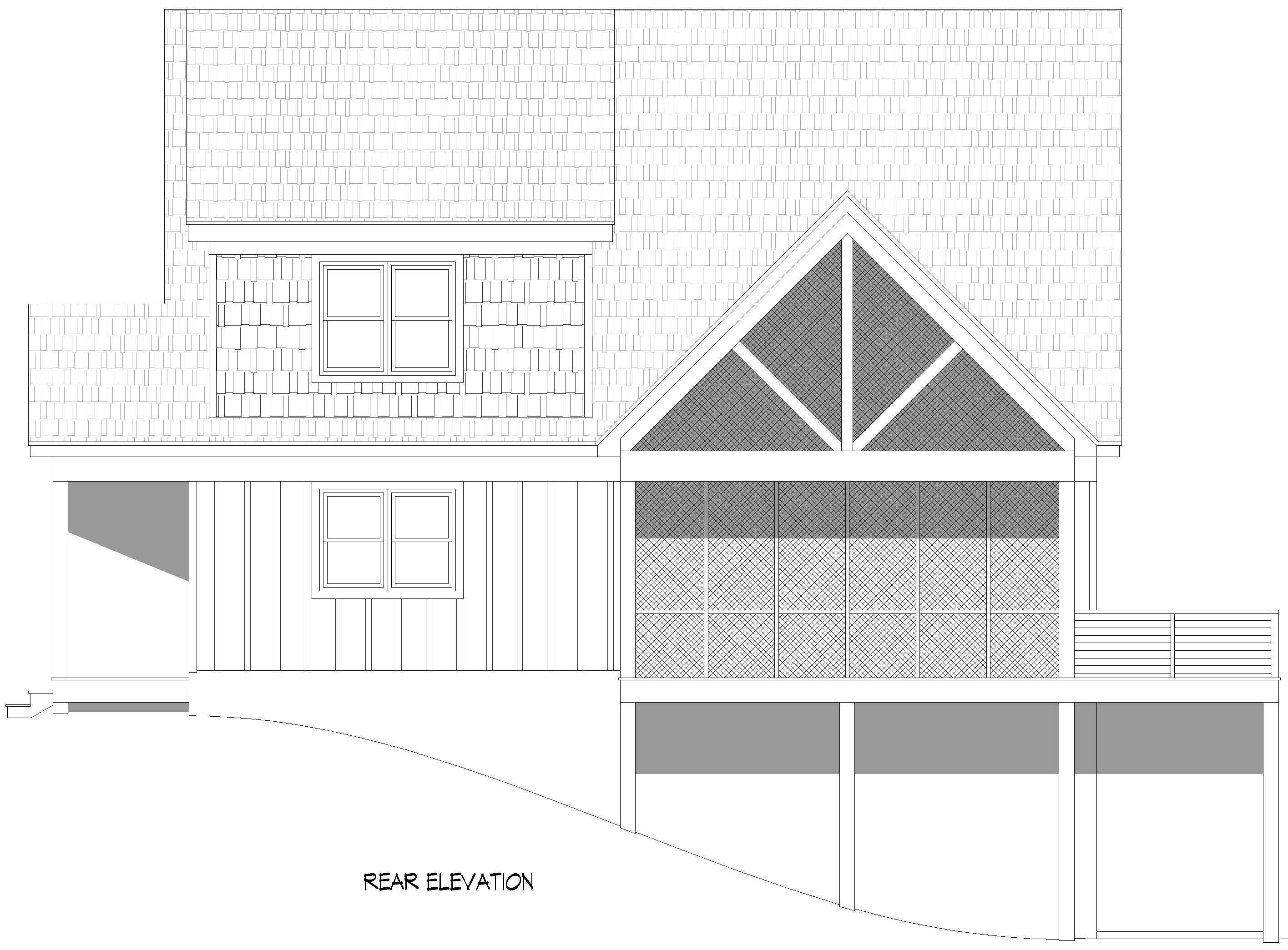 Home Plan Rear Elevation of this 4-Bedroom,2043 Sq Ft Plan -196-1991