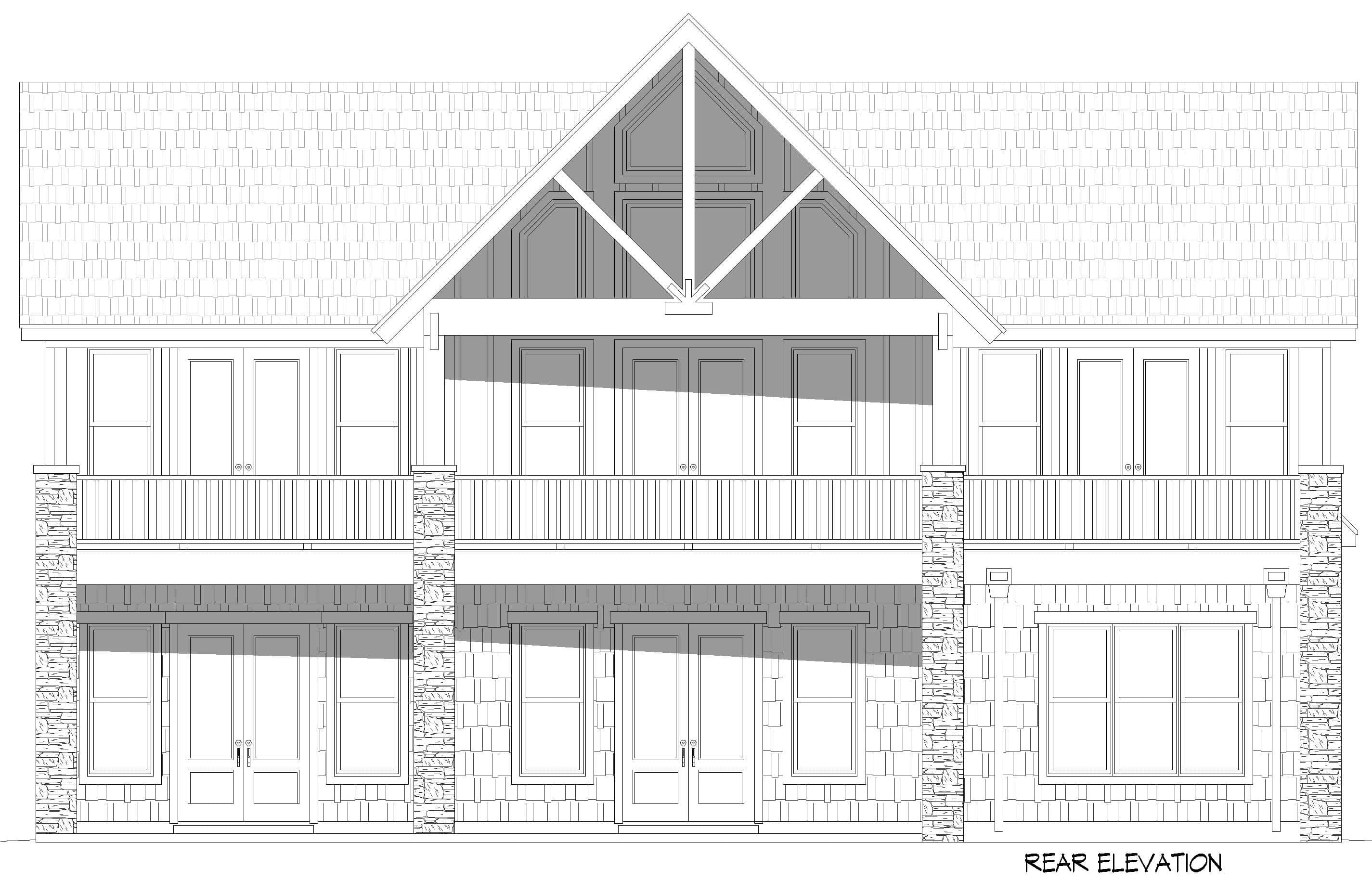 Home Plan Rear Elevation of this 3-Bedroom,2901 Sq Ft Plan -196-1992
