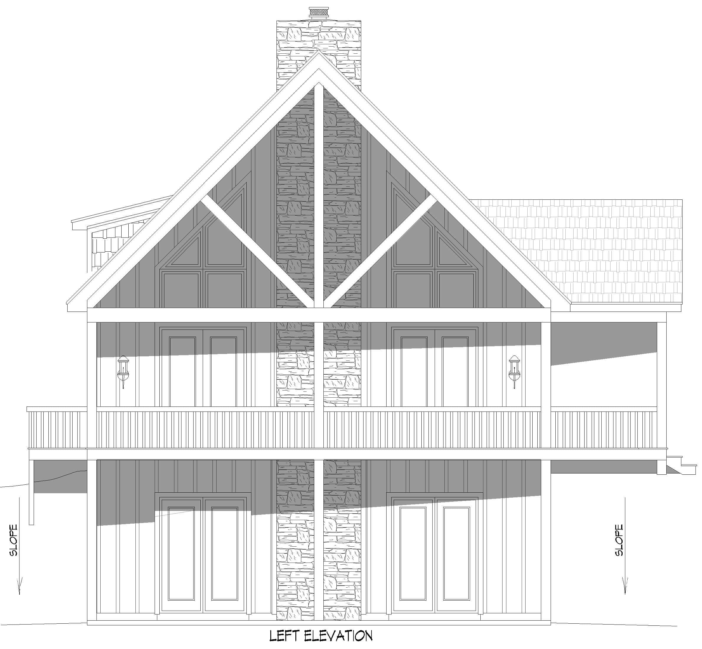 Home Plan Left Elevation of this 2-Bedroom,2631 Sq Ft Plan -196-1993