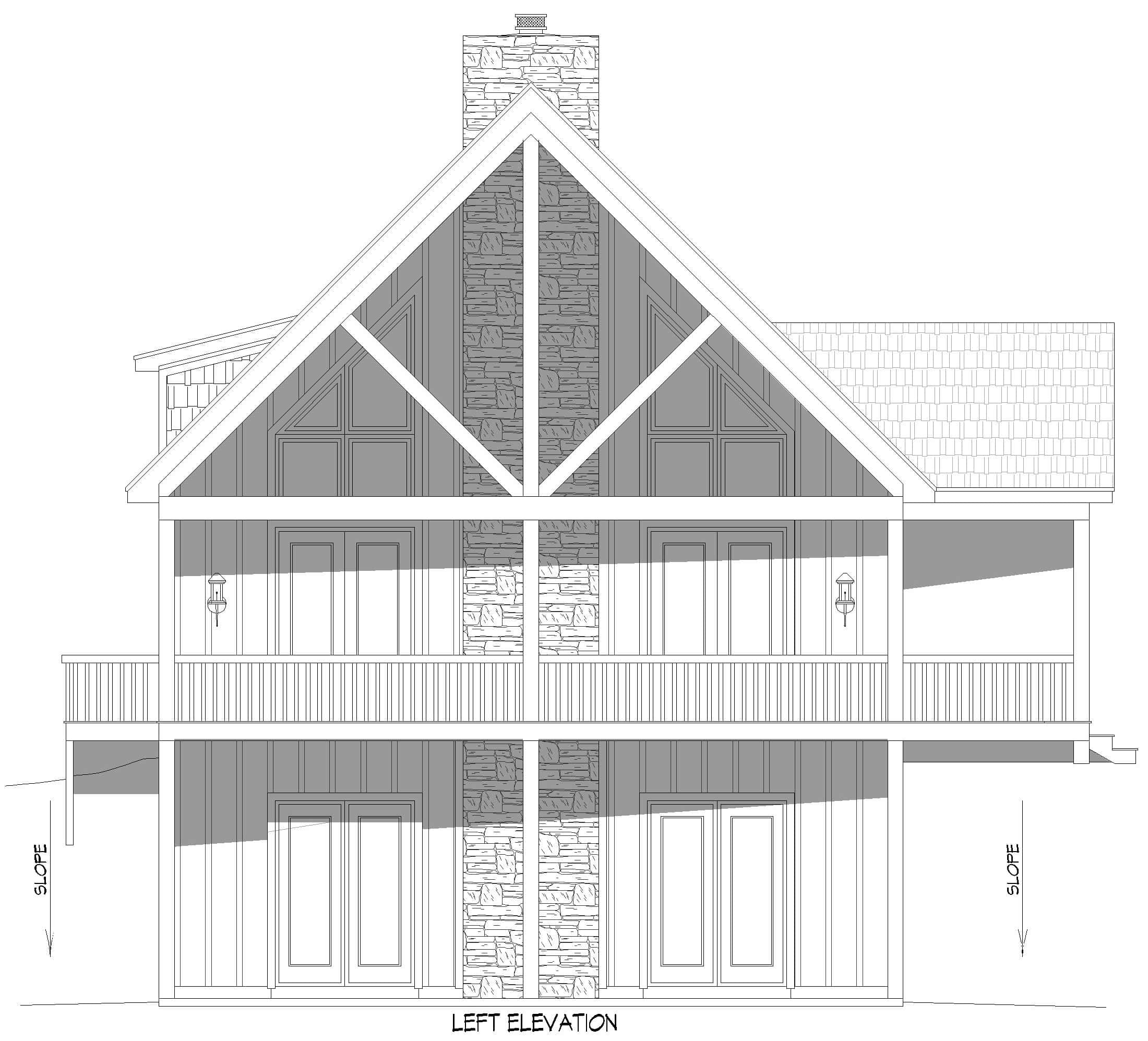 Home Plan Left Elevation of this 3-Bedroom,2983 Sq Ft Plan -196-1994