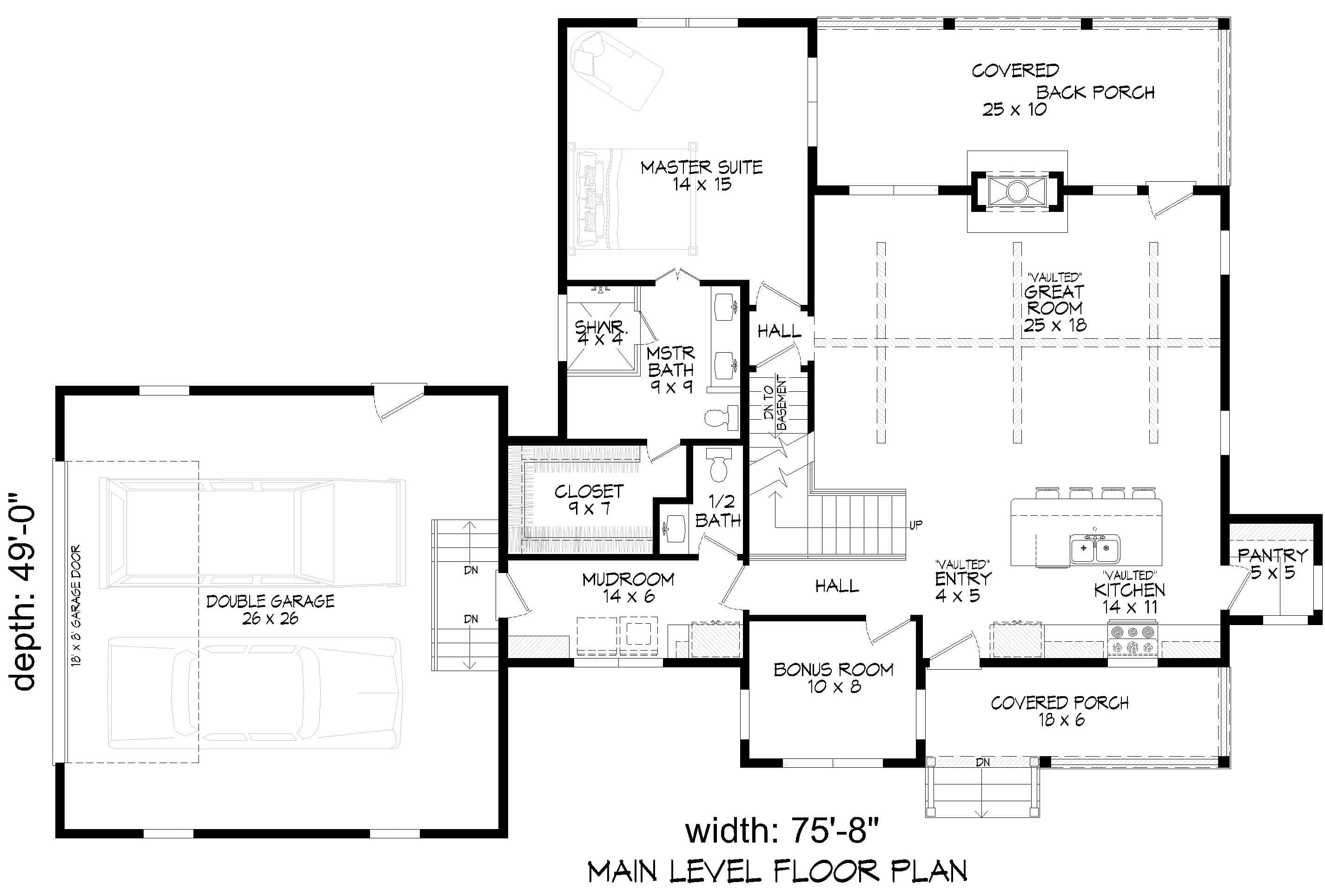 Main Level of Modern Farmhouse Plan #196-1995