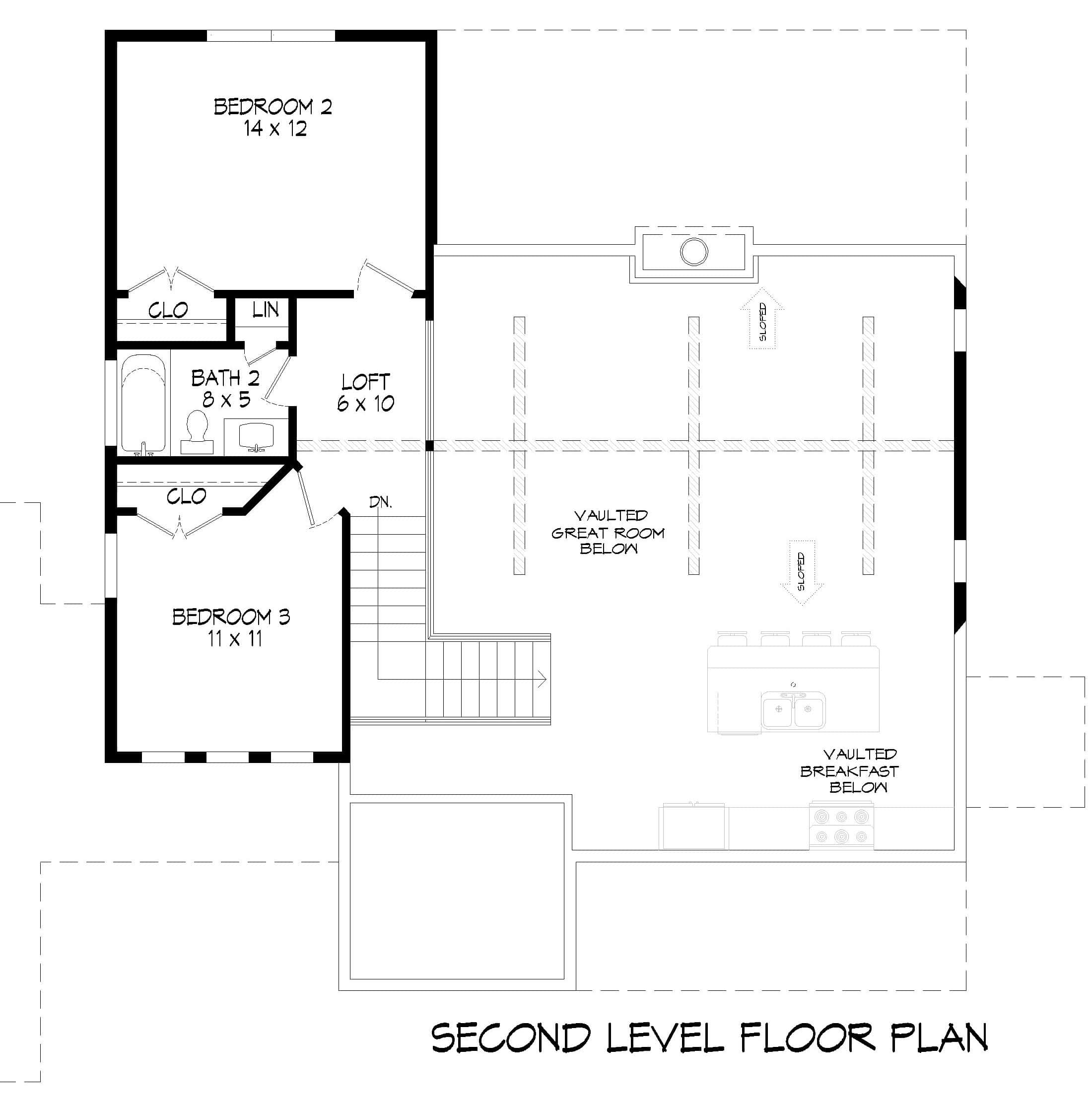 Upper Level of Modern Farmhouse Plan #196-1995