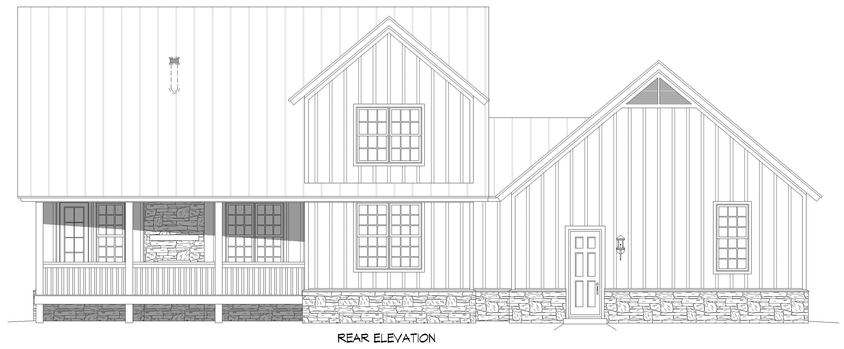 Home Plan Rear Elevation of this 3-Bedroom,1935 Sq Ft Plan -196-1995