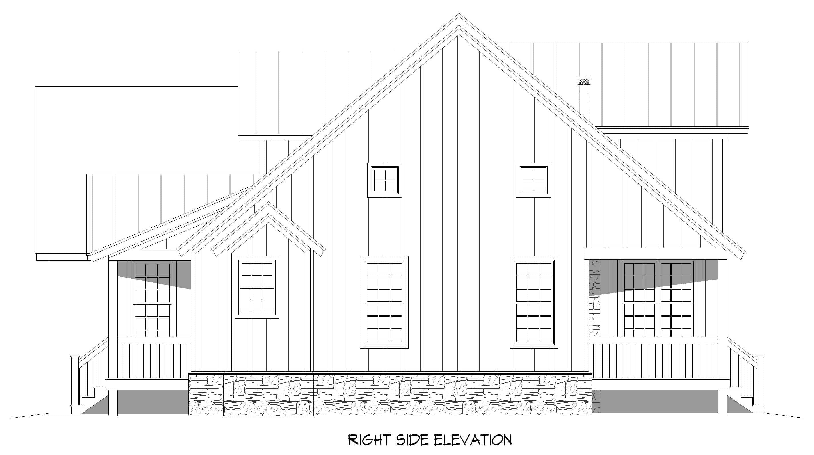 Home Plan Right Elevation of this 3-Bedroom,1935 Sq Ft Plan -196-1995