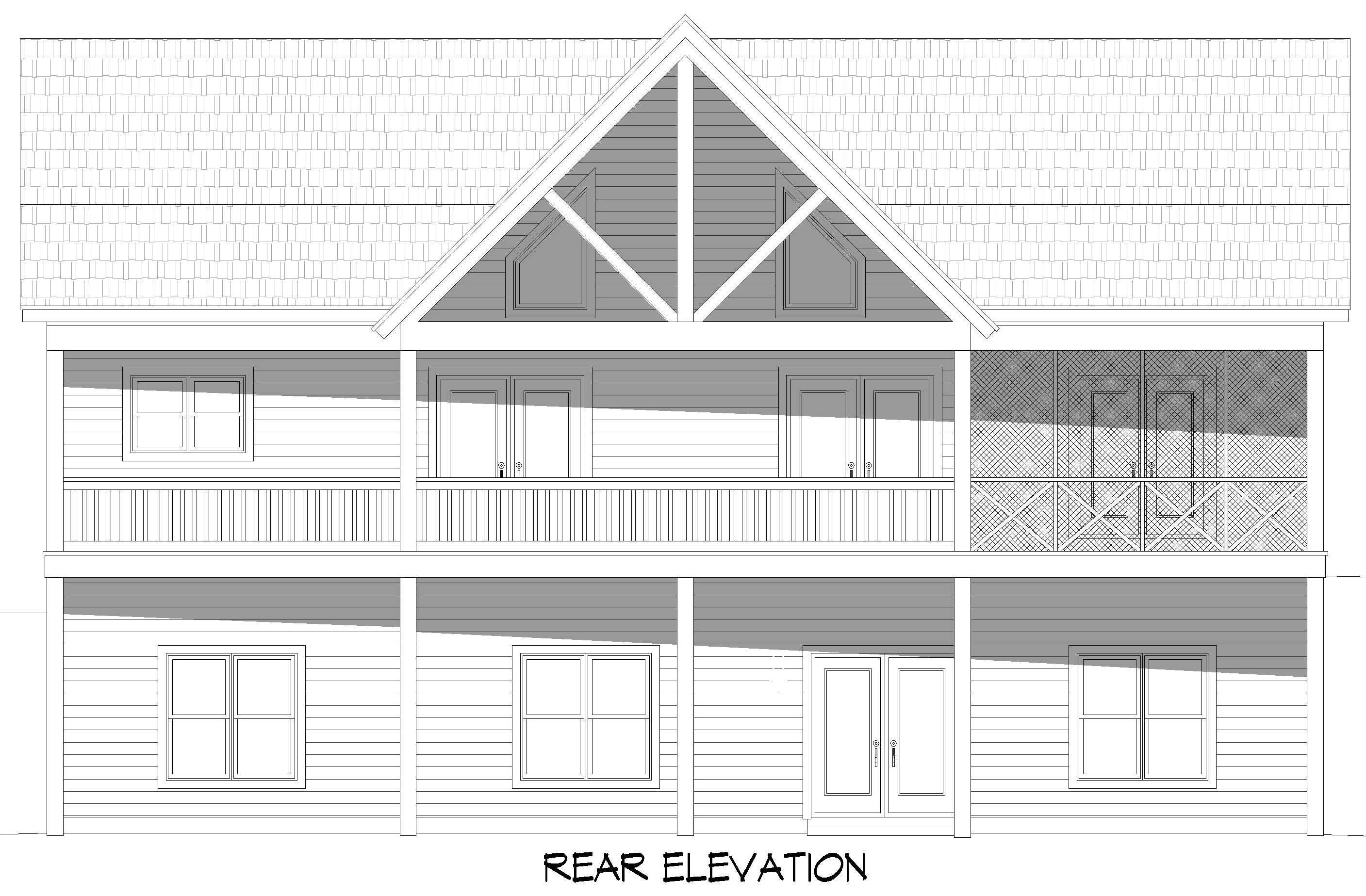 Home Plan Rear Elevation of this 5-Bedroom,3120 Sq Ft Plan -196-1996