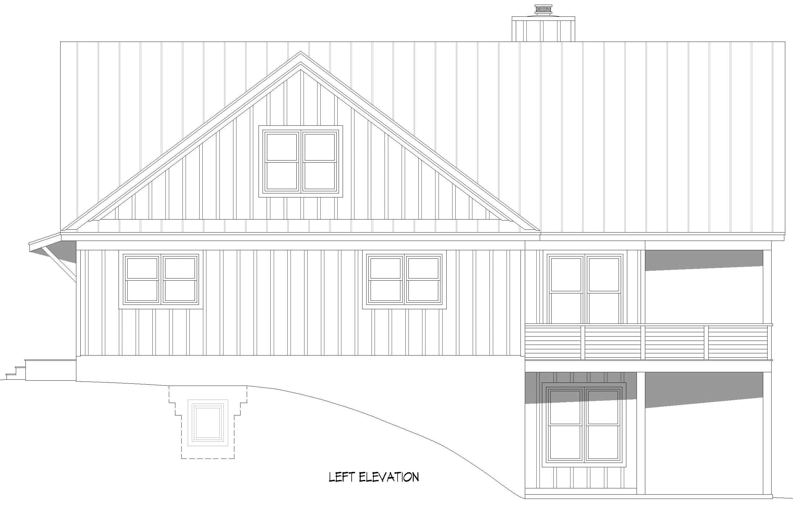 Home Plan Left Elevation of this 5-Bedroom,4068 Sq Ft Plan -196-1999