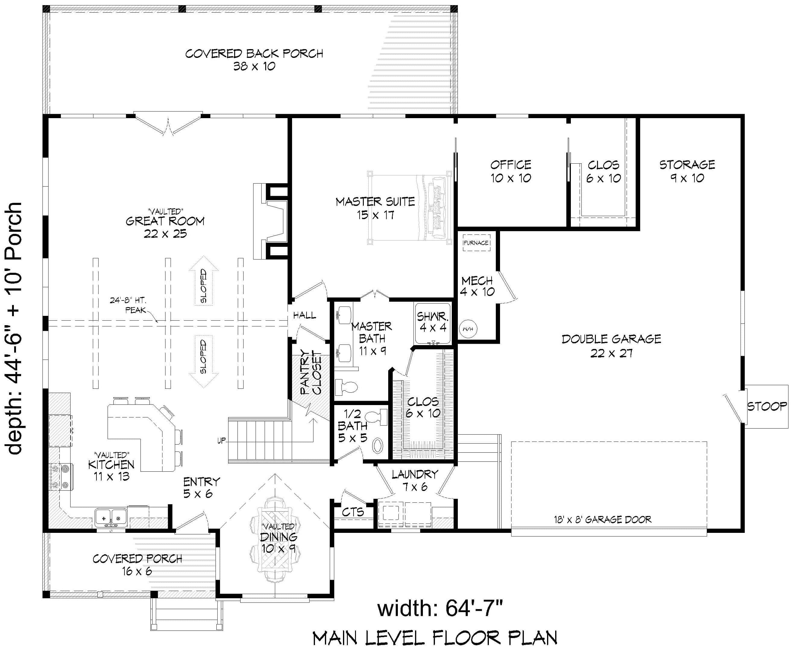 Main Level of Modern Farmhouse Plan #196-2000