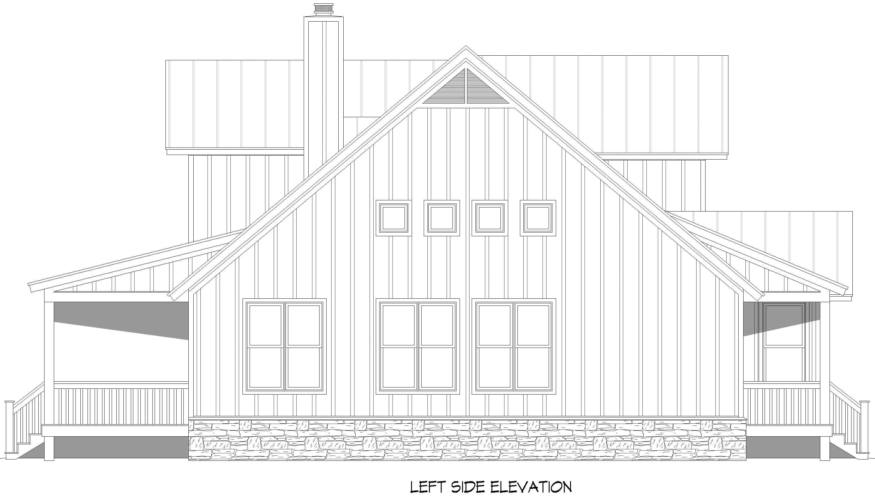 Home Plan Left Elevation of this 3-Bedroom,2357 Sq Ft Plan -196-2000