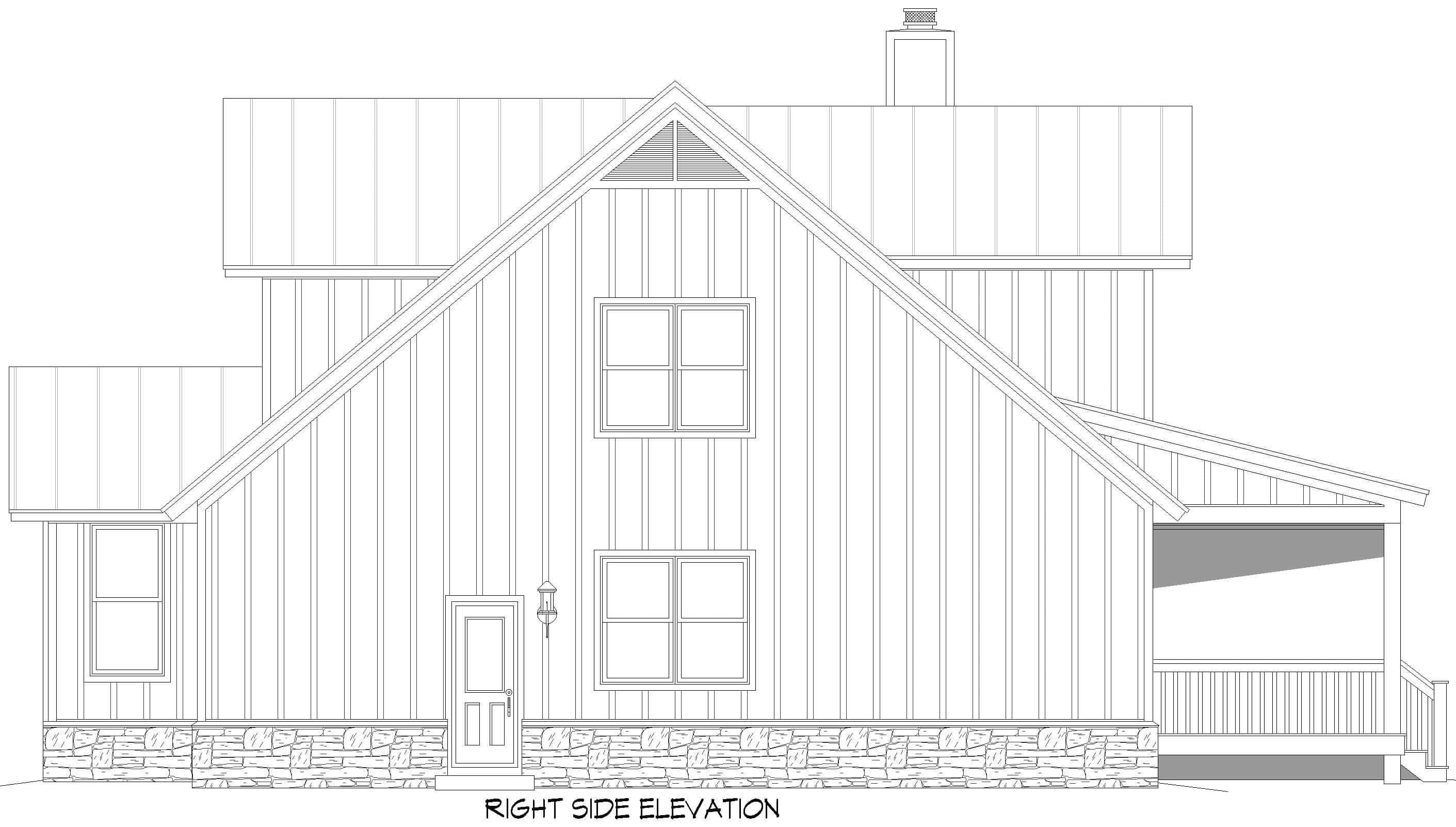 Home Plan Right Elevation of this 3-Bedroom,2357 Sq Ft Plan -196-2000