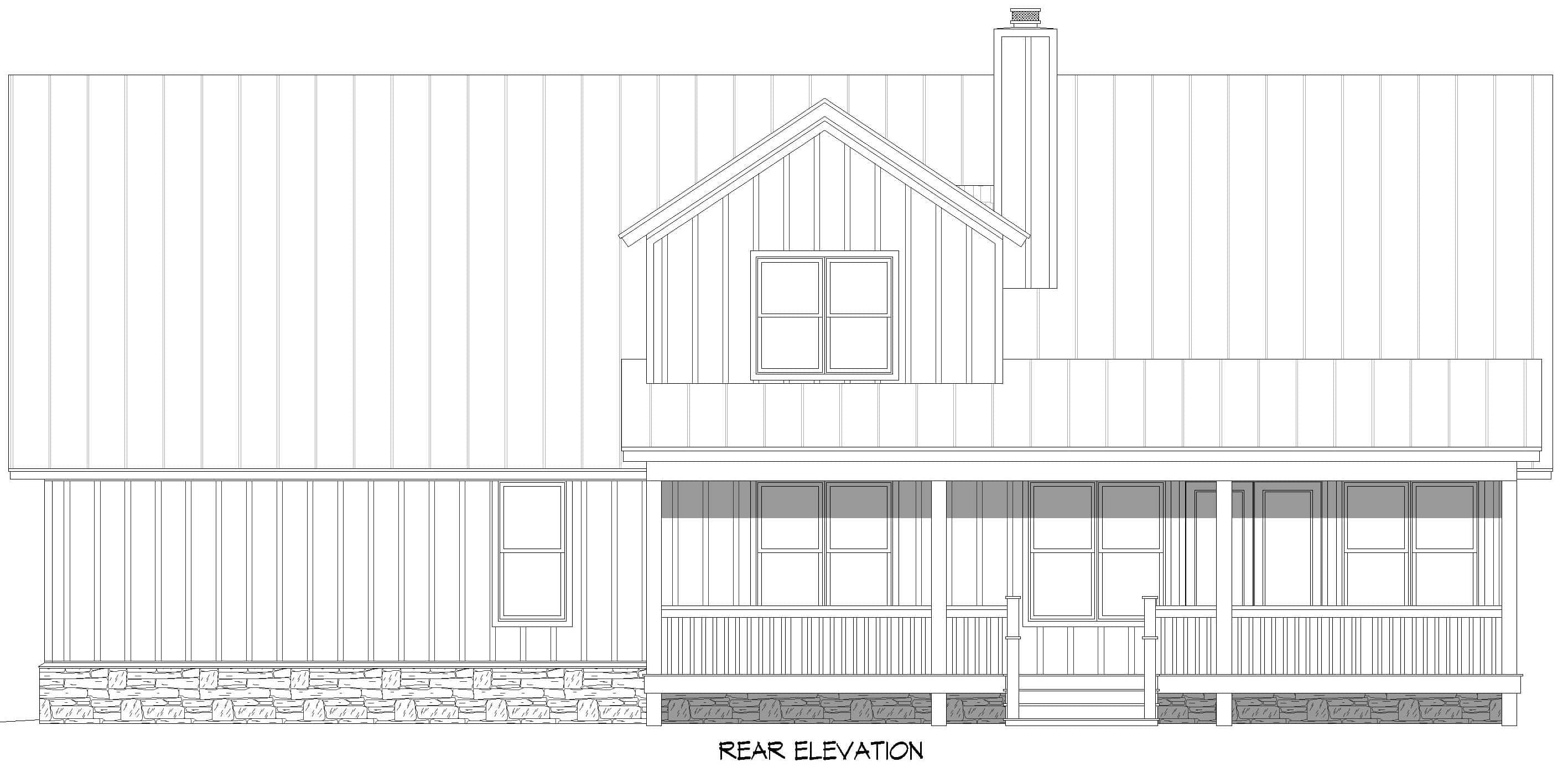 Home Plan Rear Elevation of this 3-Bedroom,2357 Sq Ft Plan -196-2000