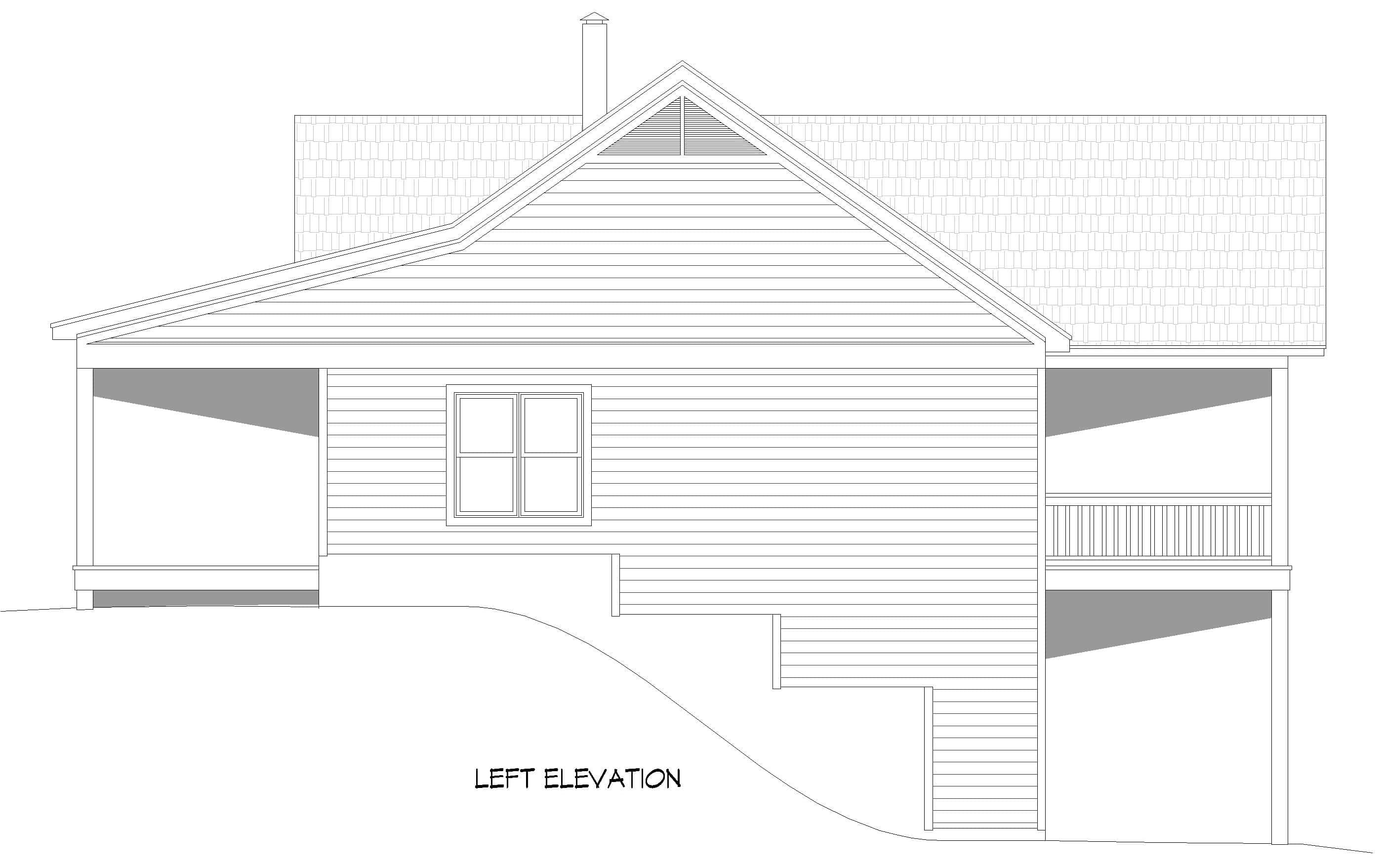 Home Plan Left Elevation of this 2-Bedroom,1740 Sq Ft Plan -196-2001
