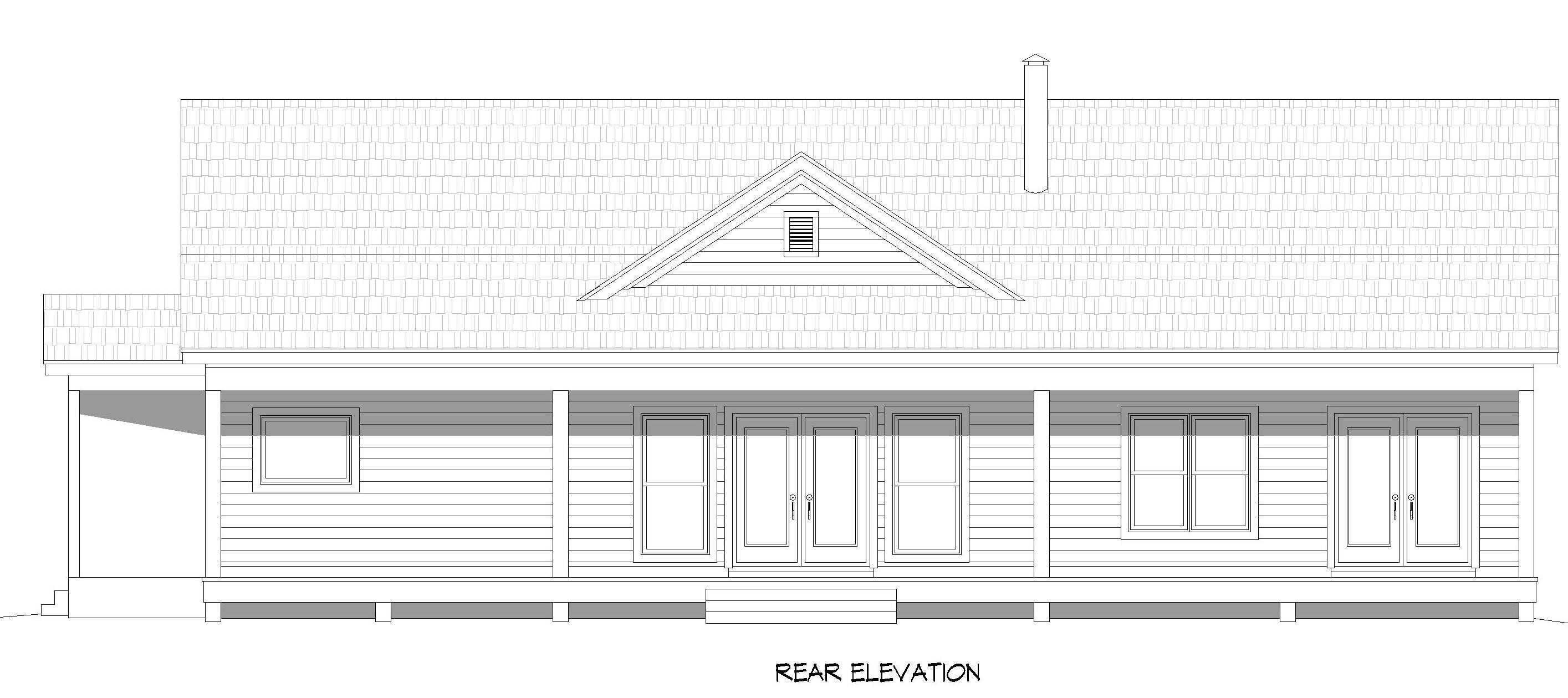 Home Plan Rear Elevation of this 2-Bedroom,1740 Sq Ft Plan -196-2001