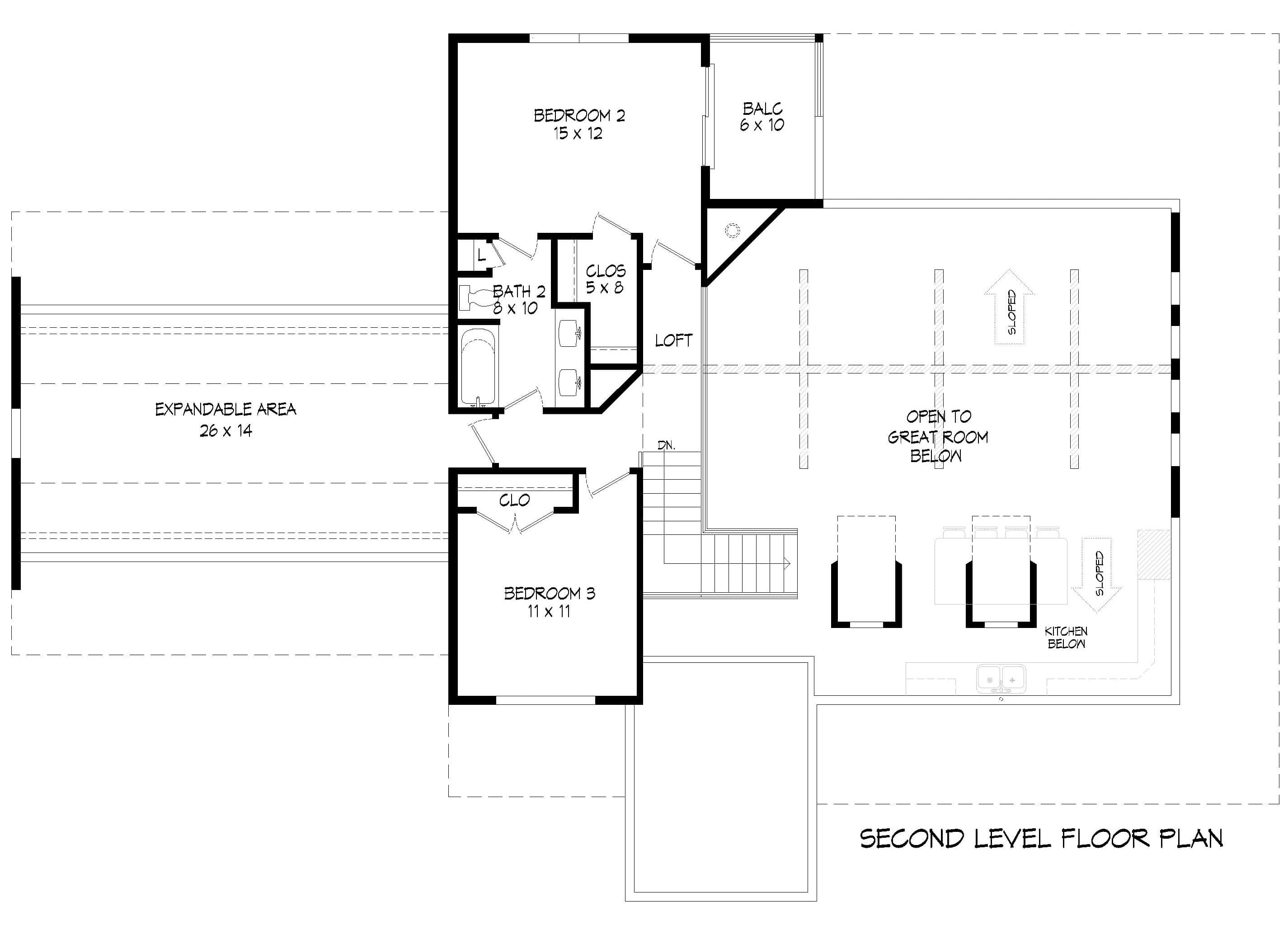 Upper Level of Modern Farmhouse Plan #196-2002