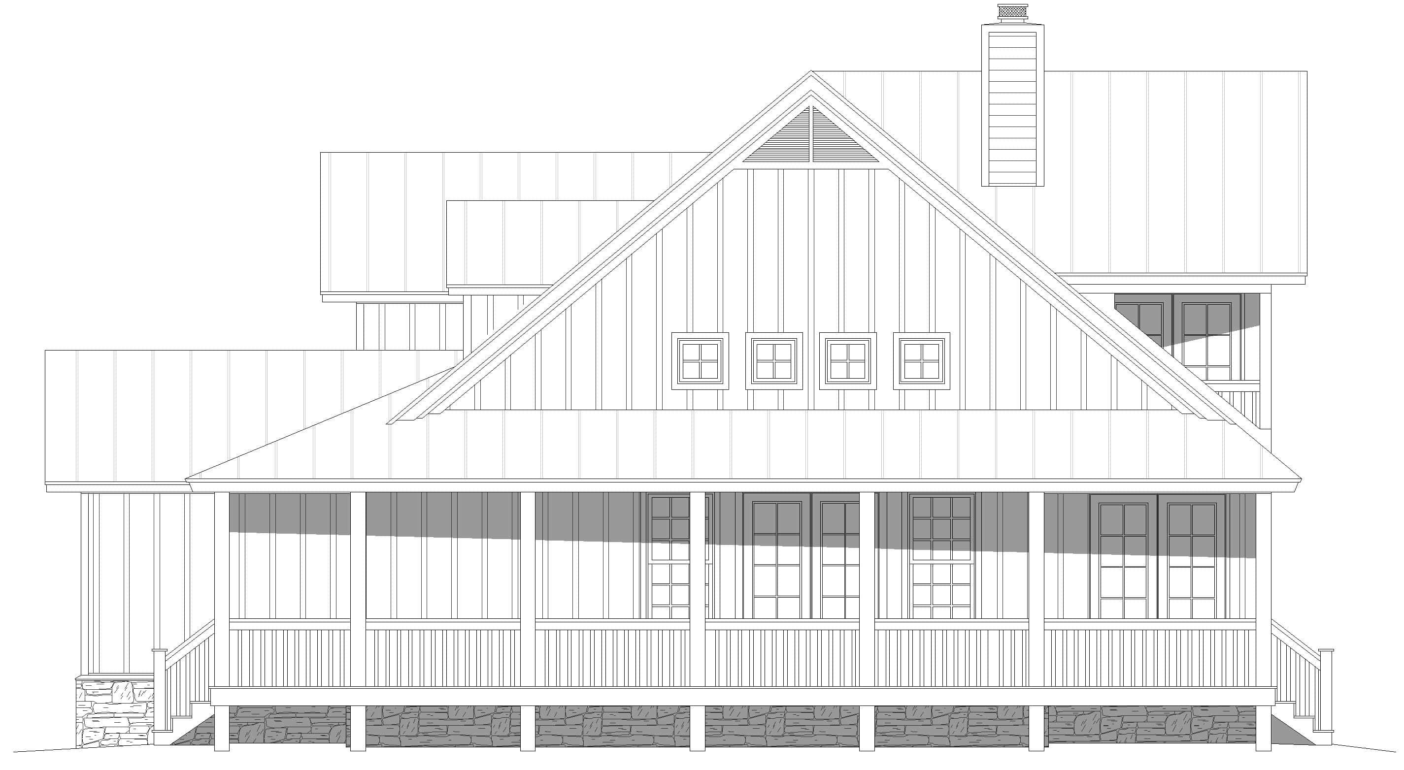 Home Plan Right Elevation of this 4-Bedroom,2321 Sq Ft Plan -196-2002