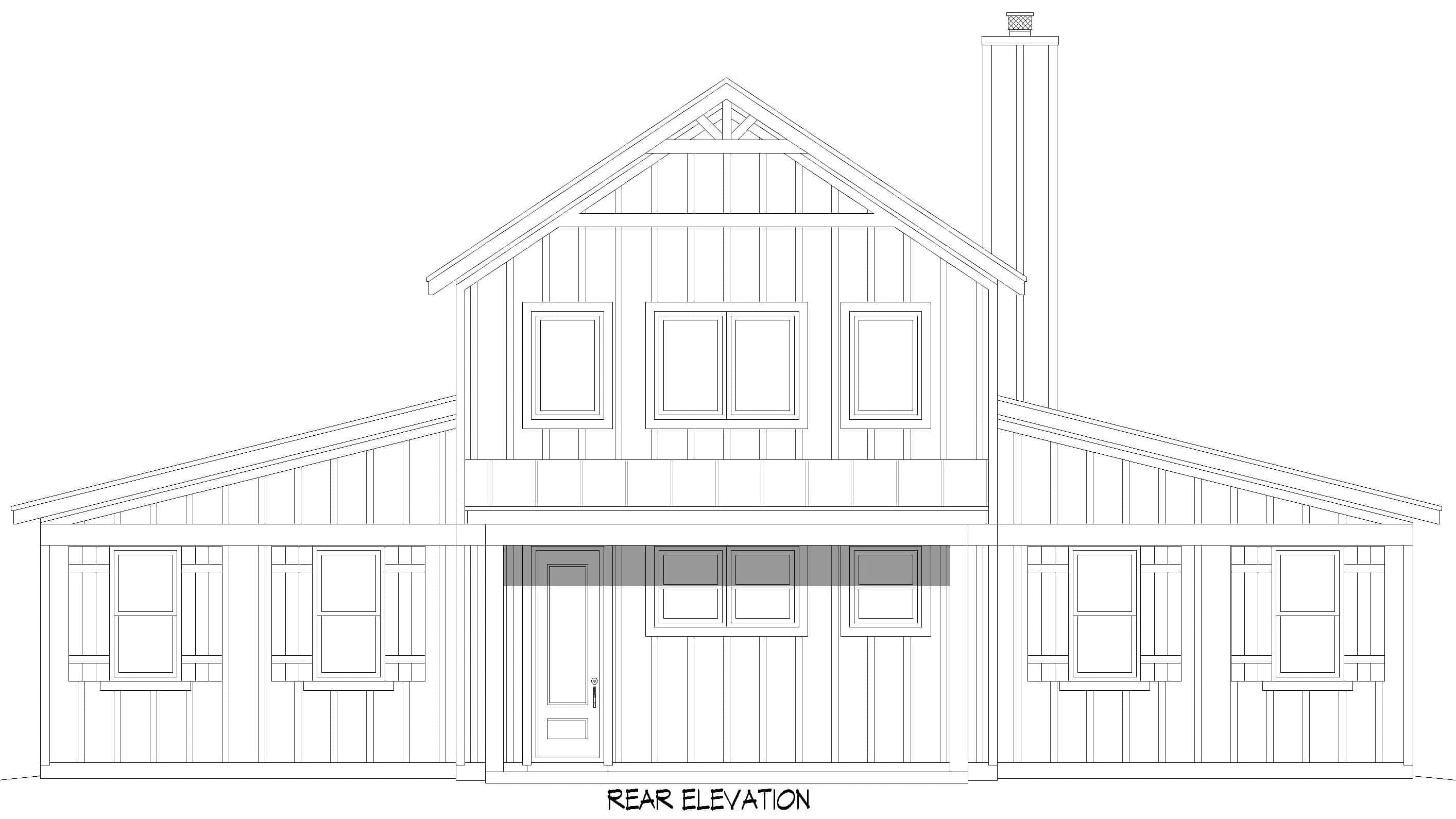 Home Plan Rear Elevation of this 3-Bedroom,1761 Sq Ft Plan -196-2003