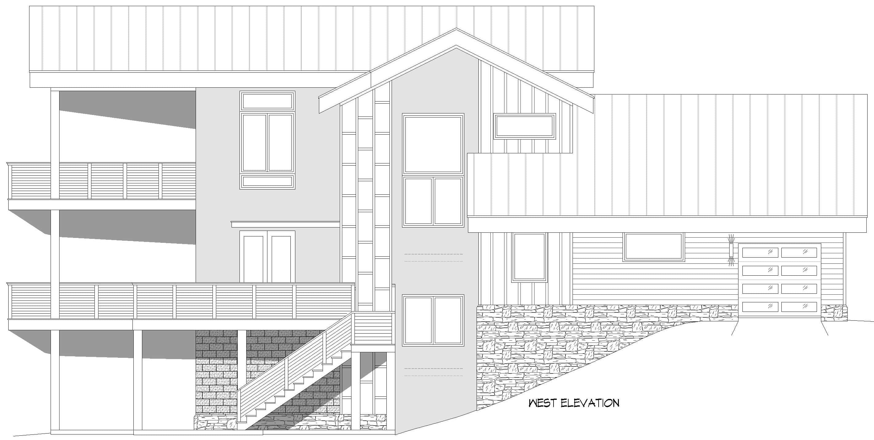 Home Plan Left Elevation of this 4-Bedroom,2758 Sq Ft Plan -196-2004
