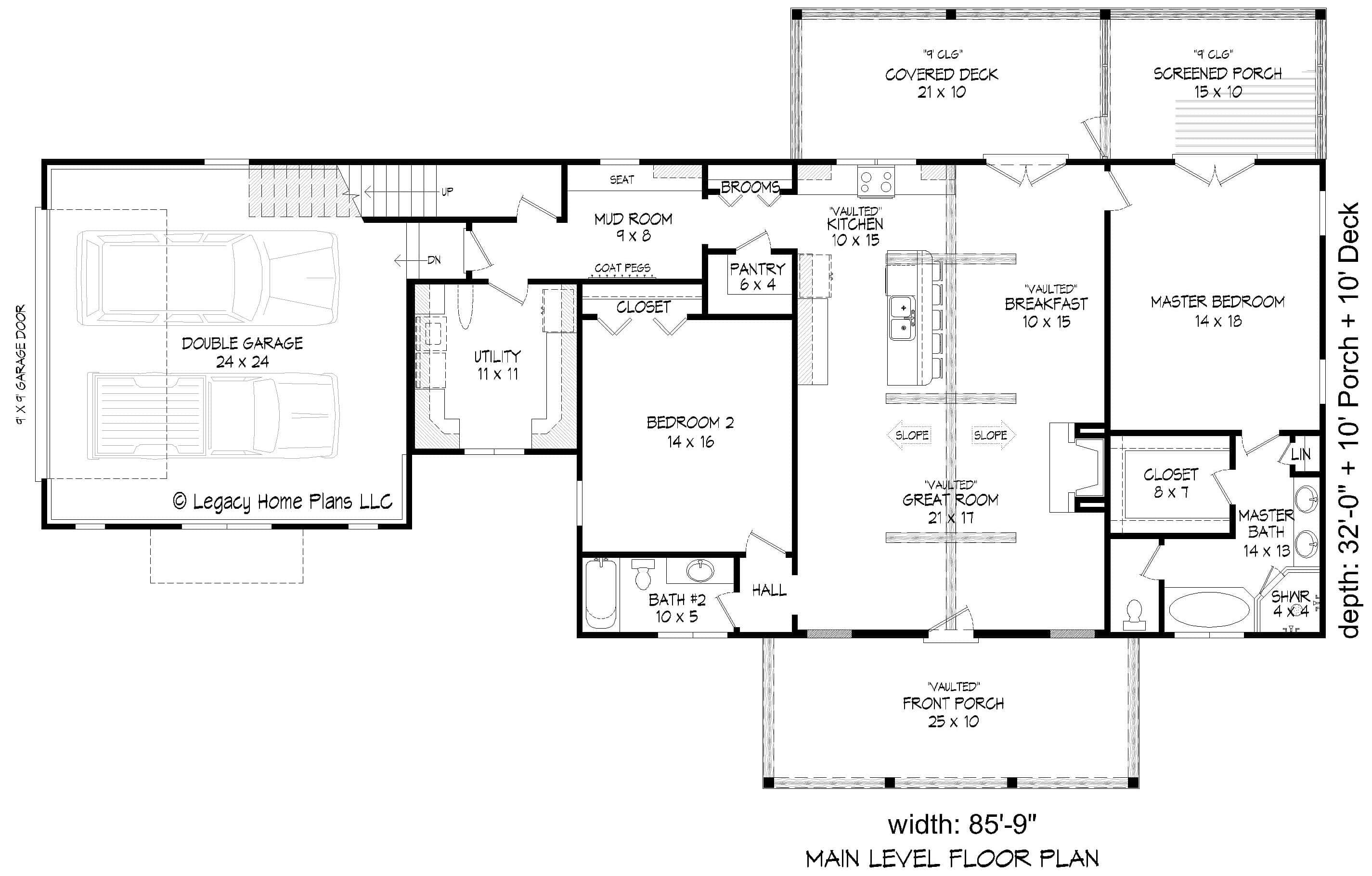 Main Level of Modern Farmhouse Plan #196-2005