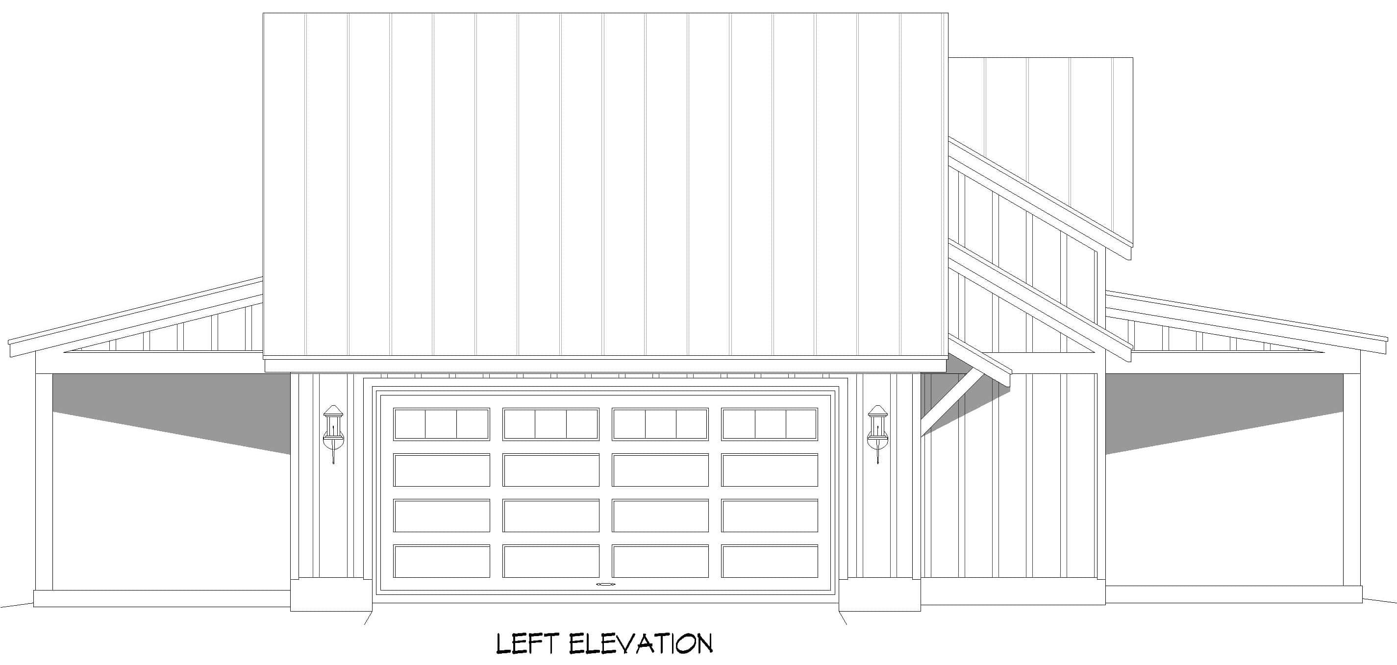 Home Plan Left Elevation of this 2-Bedroom,2218 Sq Ft Plan -196-2005