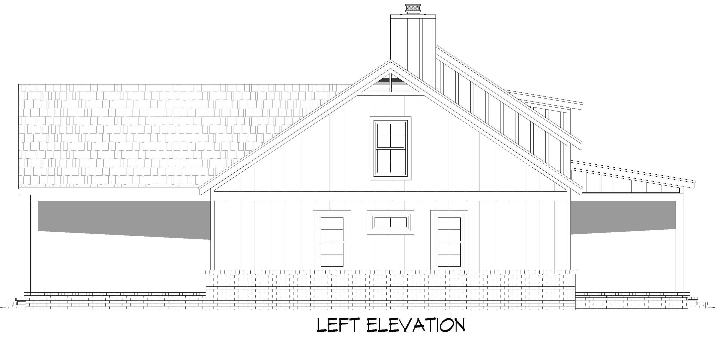 Home Plan Left Elevation of this 3-Bedroom,1984 Sq Ft Plan -196-2006