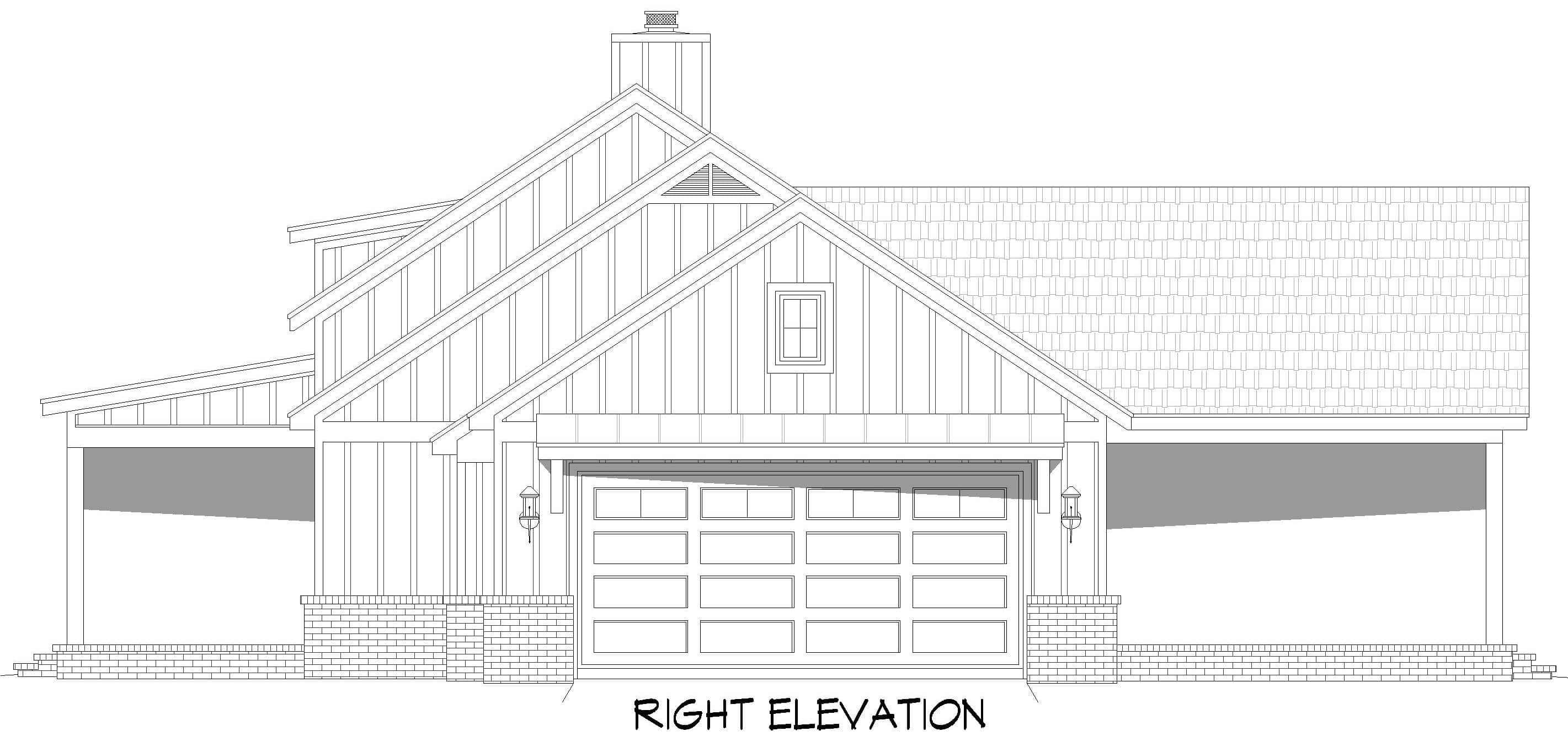 Home Plan Right Elevation of this 3-Bedroom,1984 Sq Ft Plan -196-2006