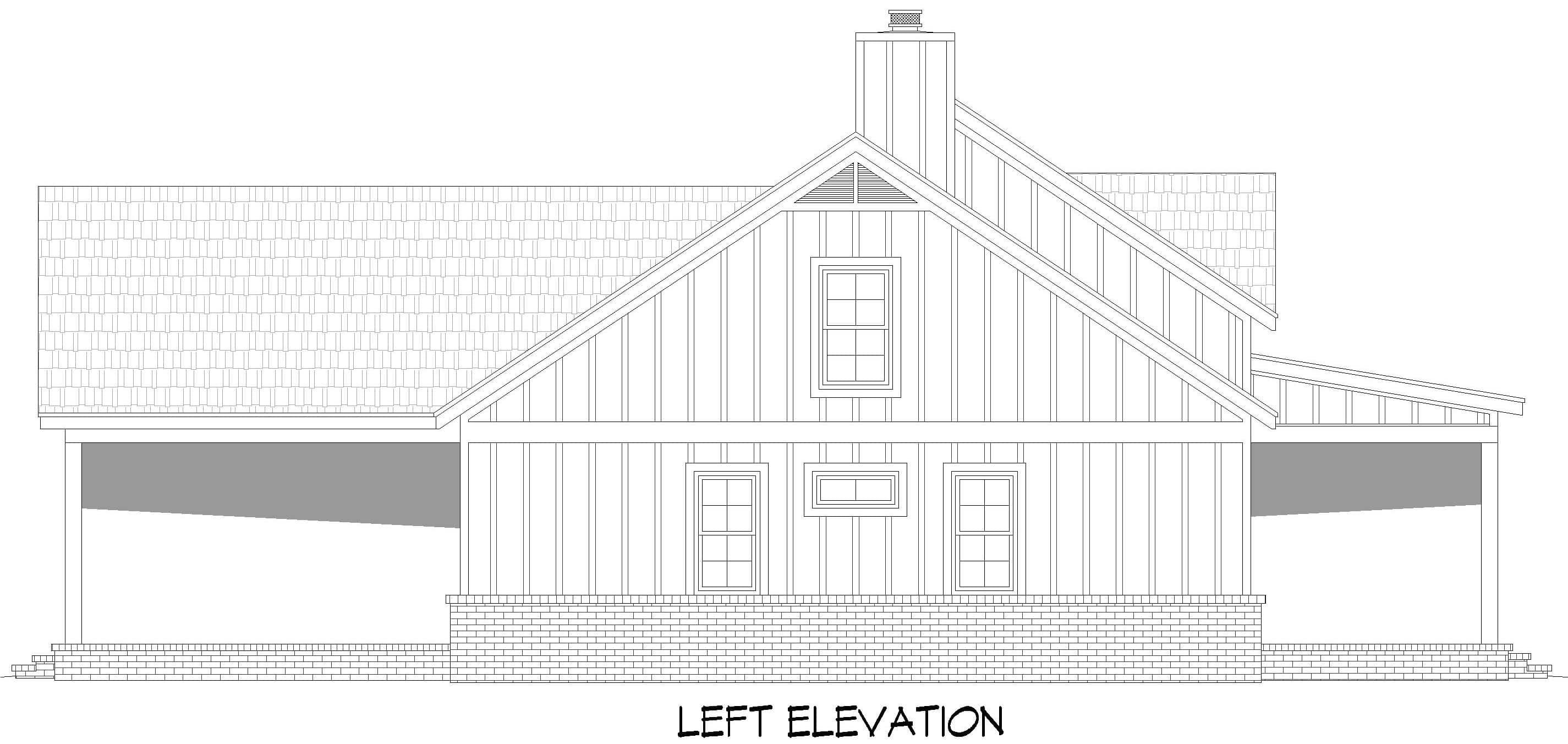 Home Plan Left Elevation of this 3-Bedroom,1984 Sq Ft Plan -196-2007