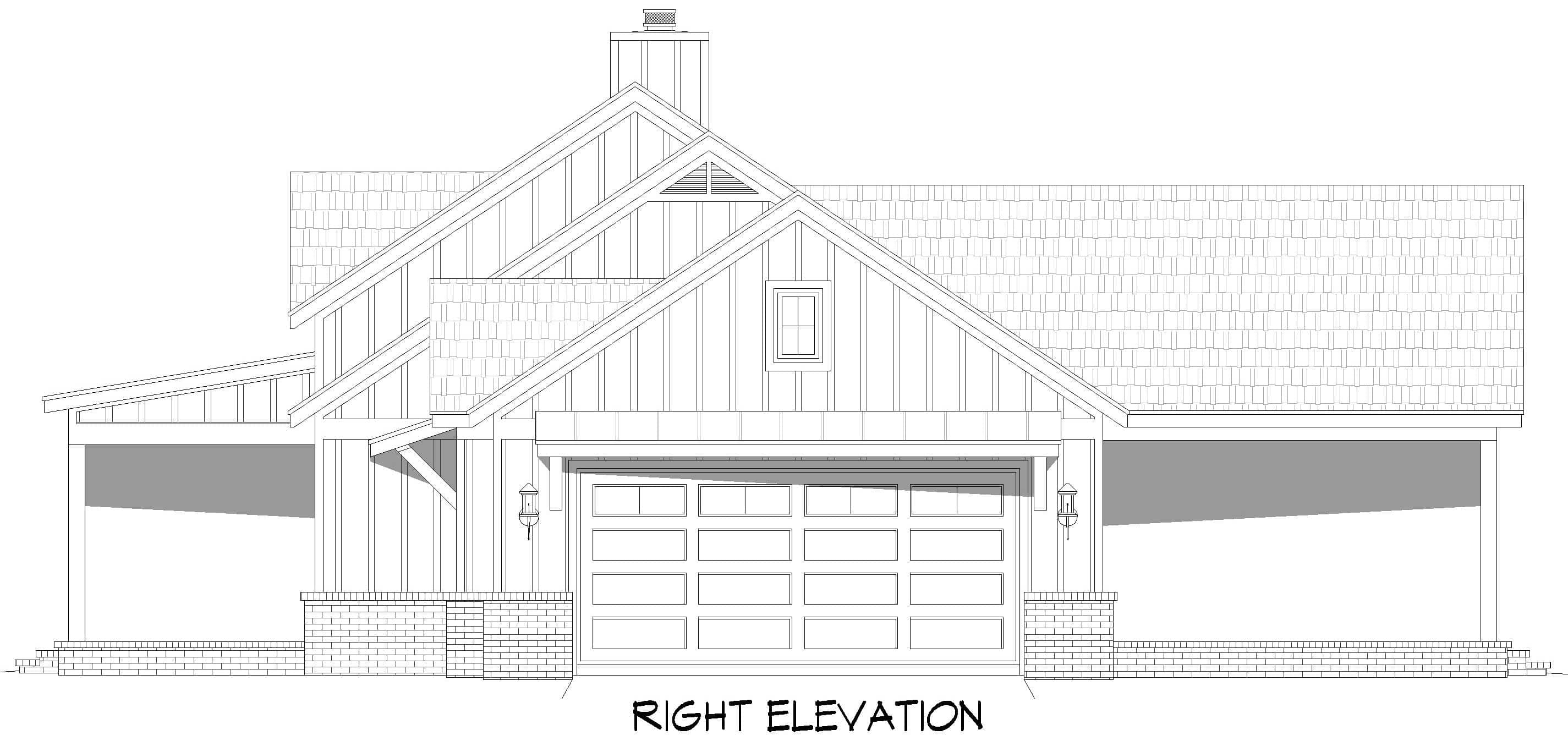 Home Plan Right Elevation of this 3-Bedroom,1984 Sq Ft Plan -196-2007
