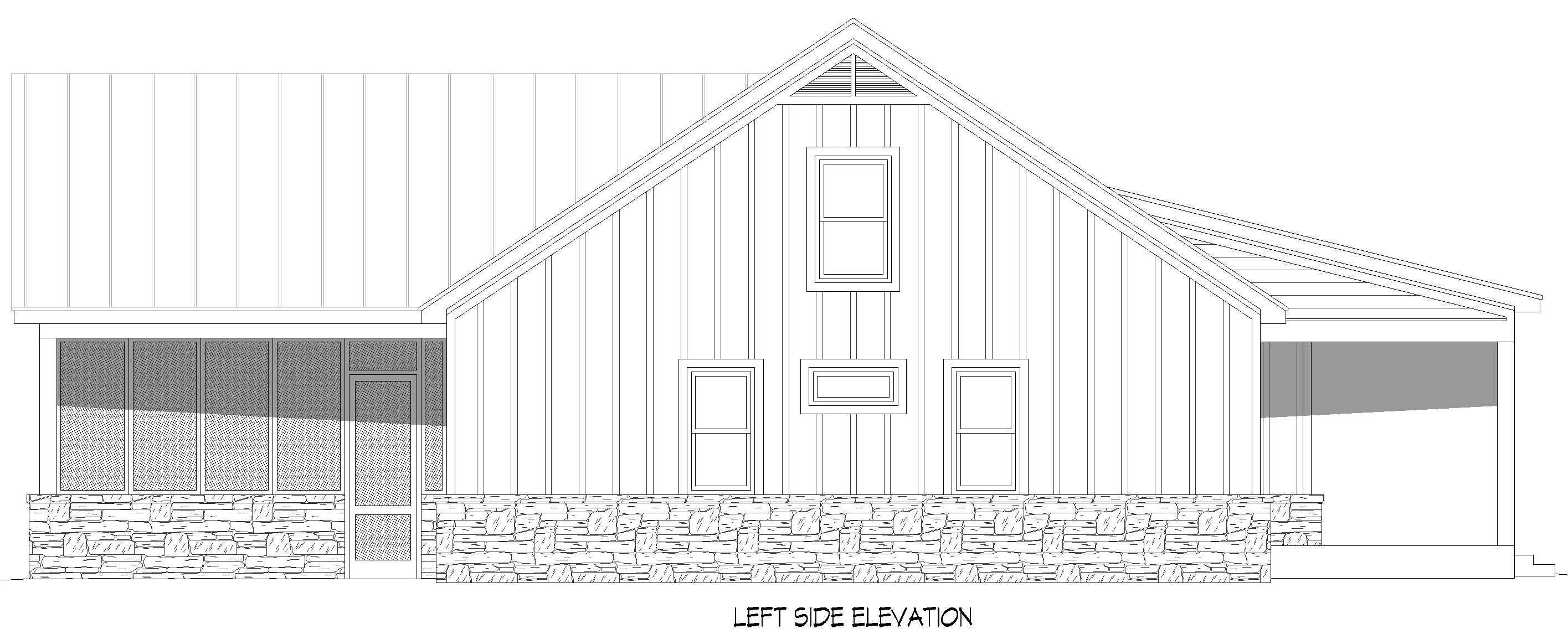 Home Plan Left Elevation of this 3-Bedroom,2060 Sq Ft Plan -196-2008