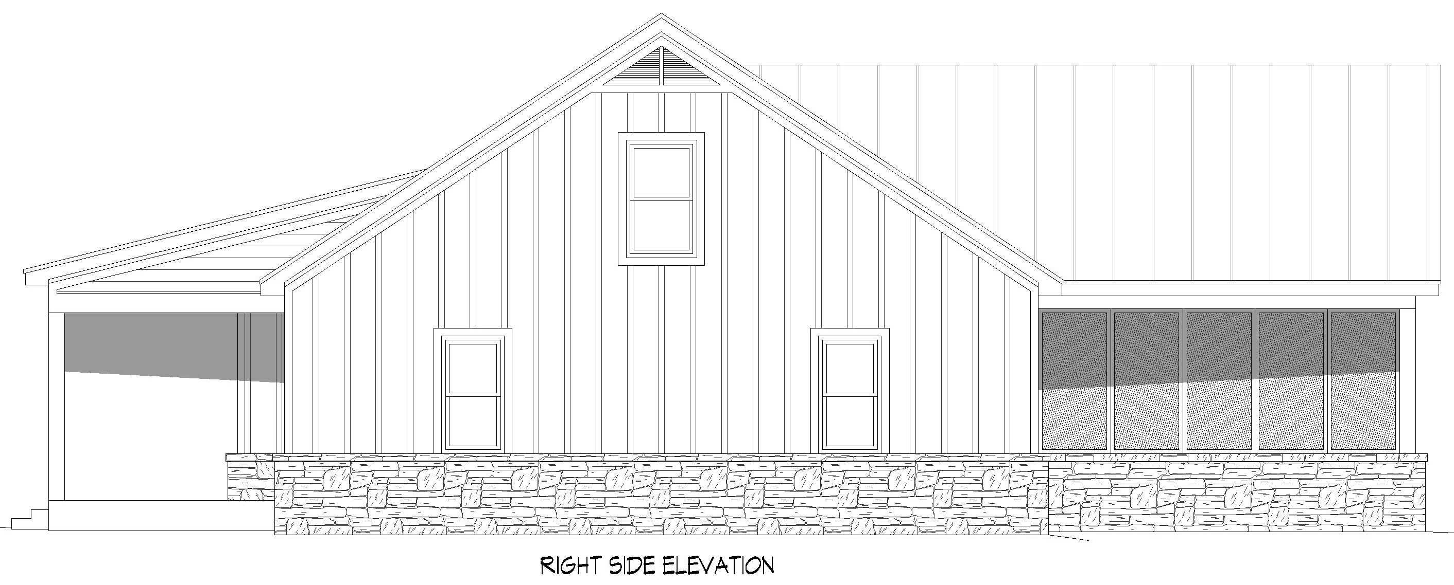 Home Plan Right Elevation of this 3-Bedroom,2060 Sq Ft Plan -196-2008
