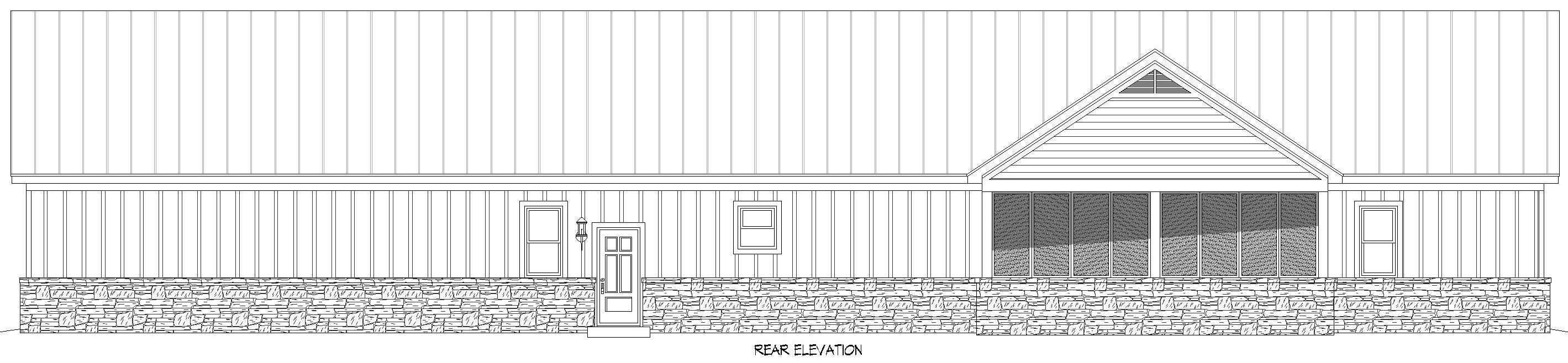 Home Plan Rear Elevation of this 3-Bedroom,2060 Sq Ft Plan -196-2008