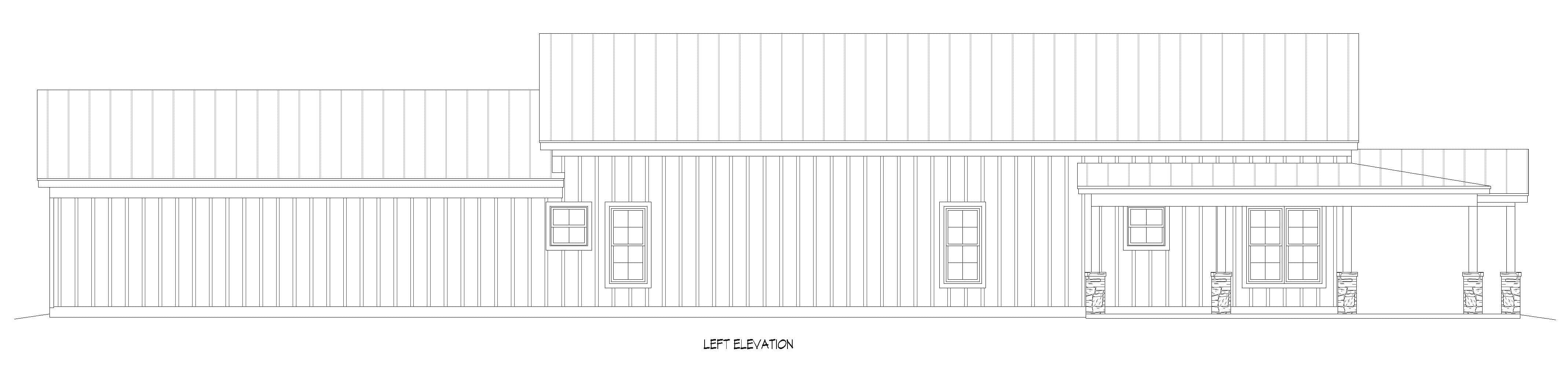 Home Plan Left Elevation of this 4-Bedroom,2137 Sq Ft Plan -196-2011