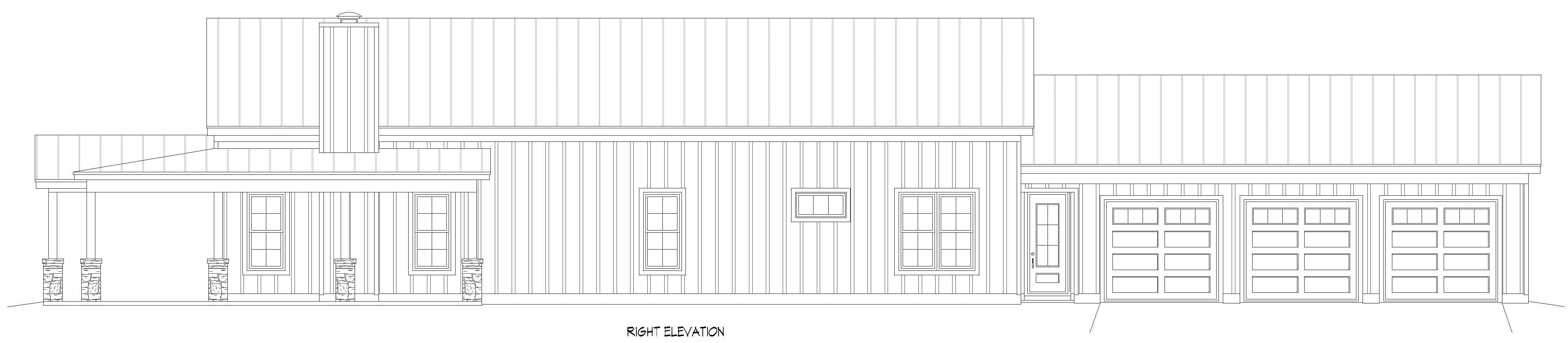 Home Plan Right Elevation of this 4-Bedroom,2137 Sq Ft Plan -196-2011