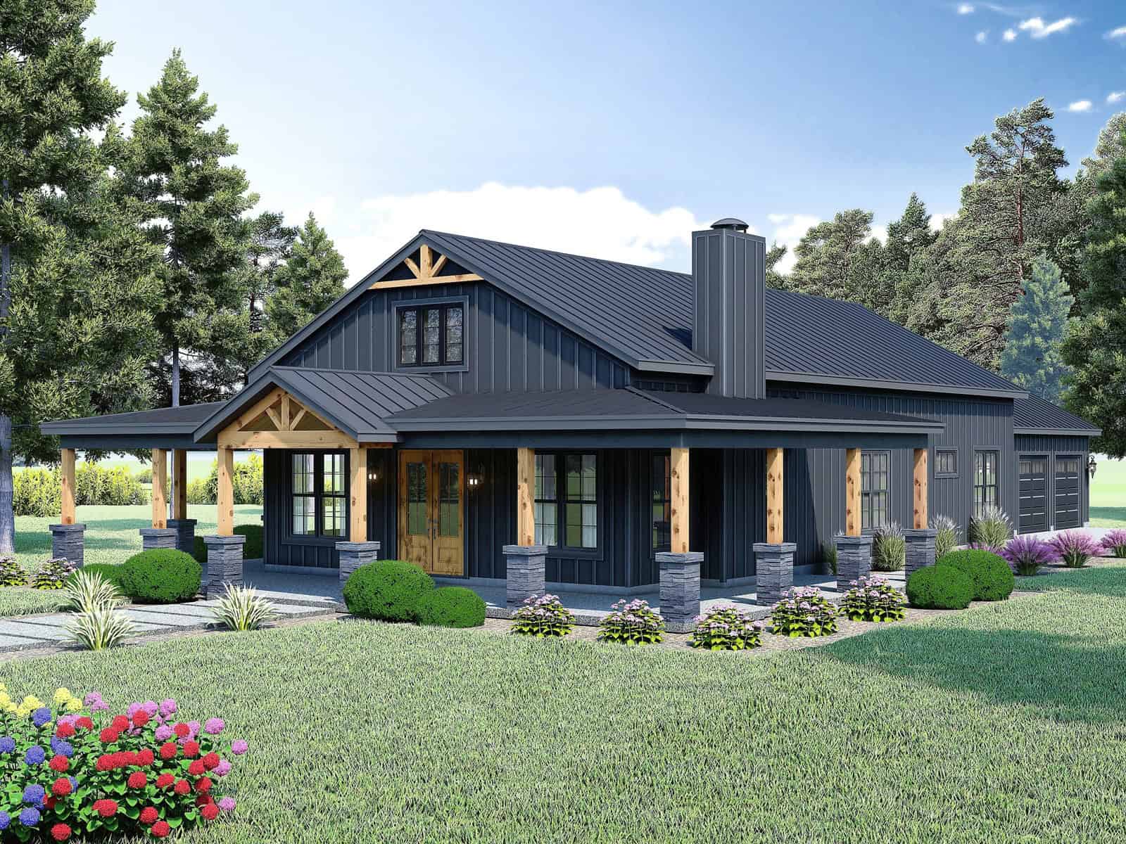 Modern Farmhouse House Plan with 3-Car Garage - 2137 Sq Ft, 4 Beds - #196-2011