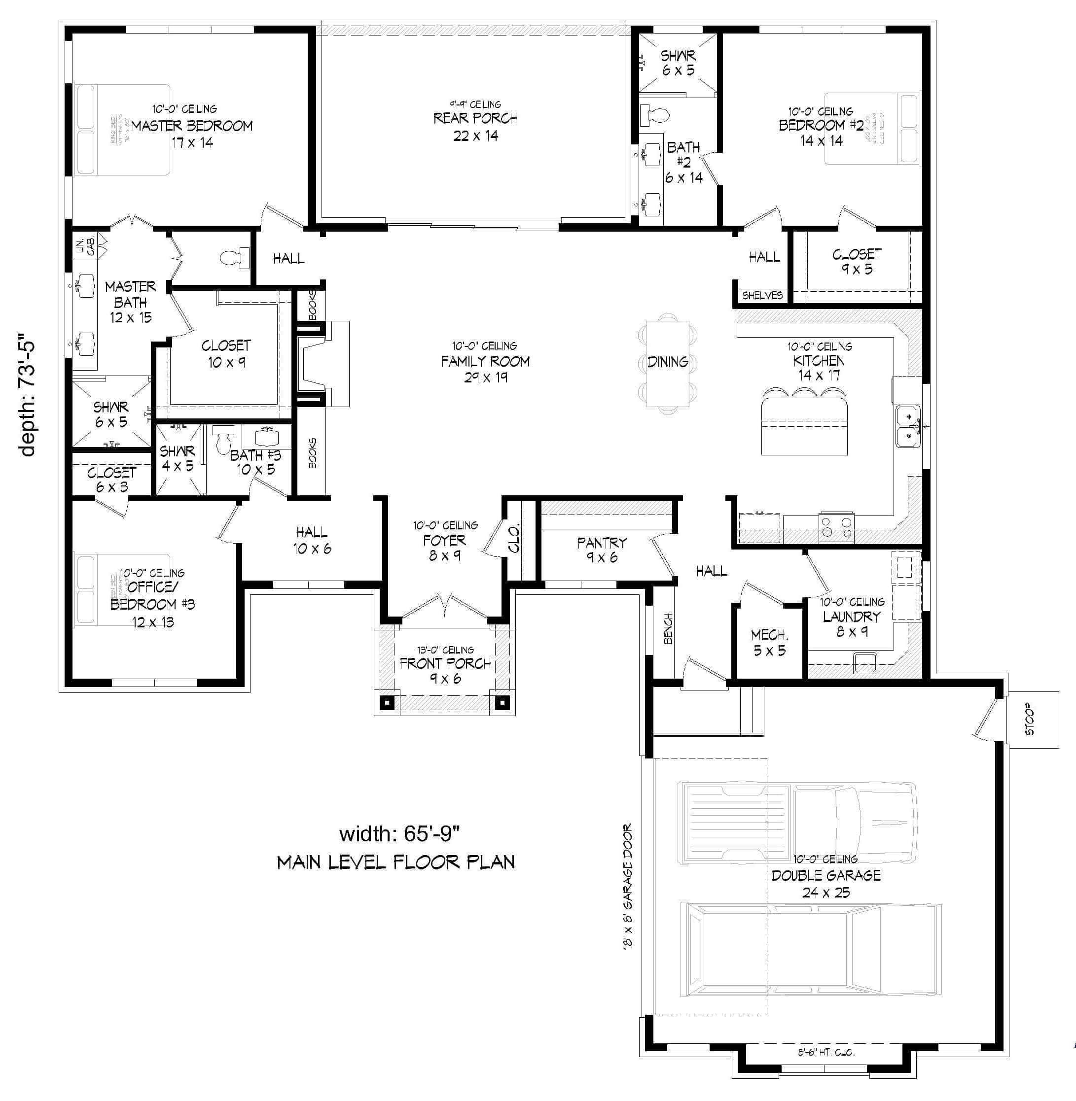 Main Level of Modern Plan #196-2013