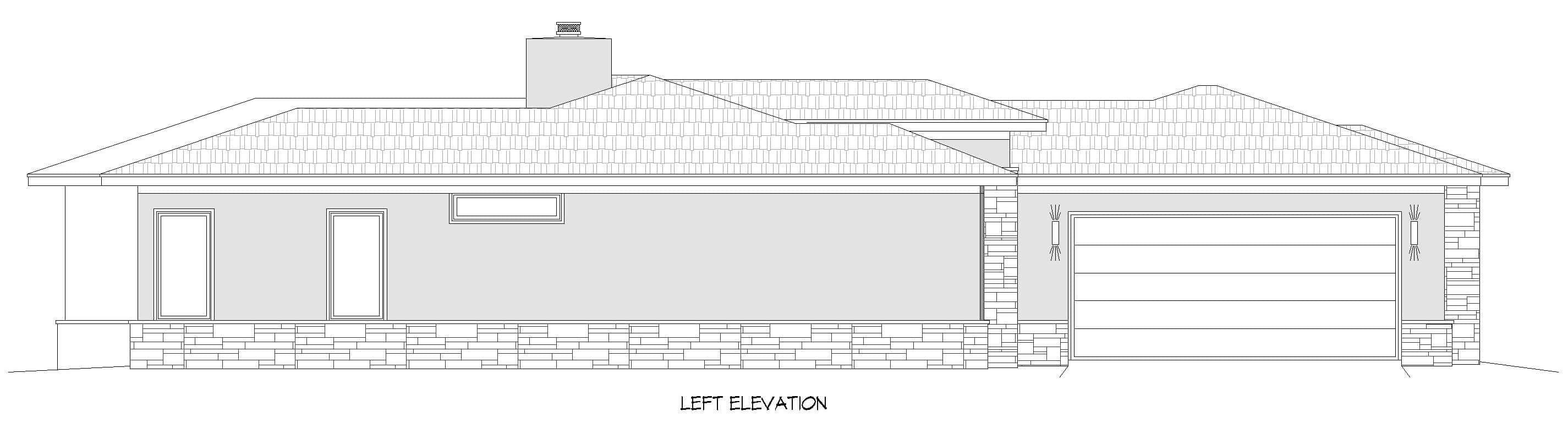 Home Plan Left Elevation of this 3-Bedroom,2332 Sq Ft Plan -196-2013